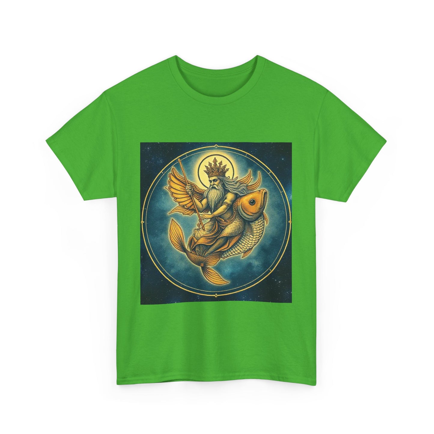 Unisex Heavy Cotton T-Shirt, Pisces King v1, Zodiac Design