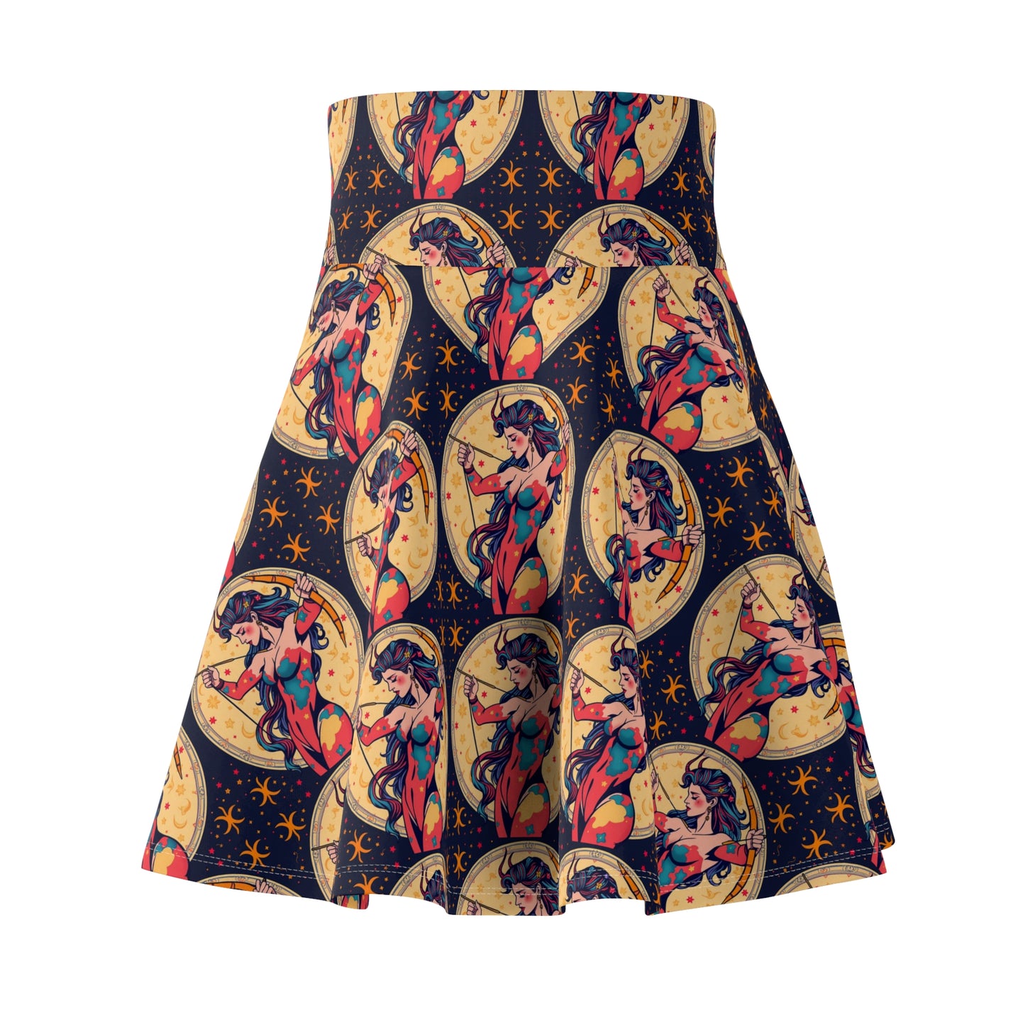 Women's Skater Skirt, (AOP), Sagittarius, Zodiac v1, Sexy Pattern