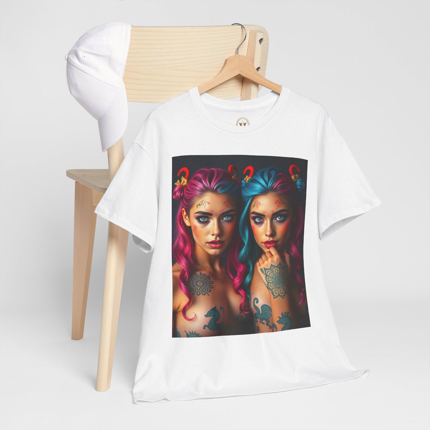 Unisex Heavy Cotton T-Shirt, Gemini, Zodiac v1, Sexy Art