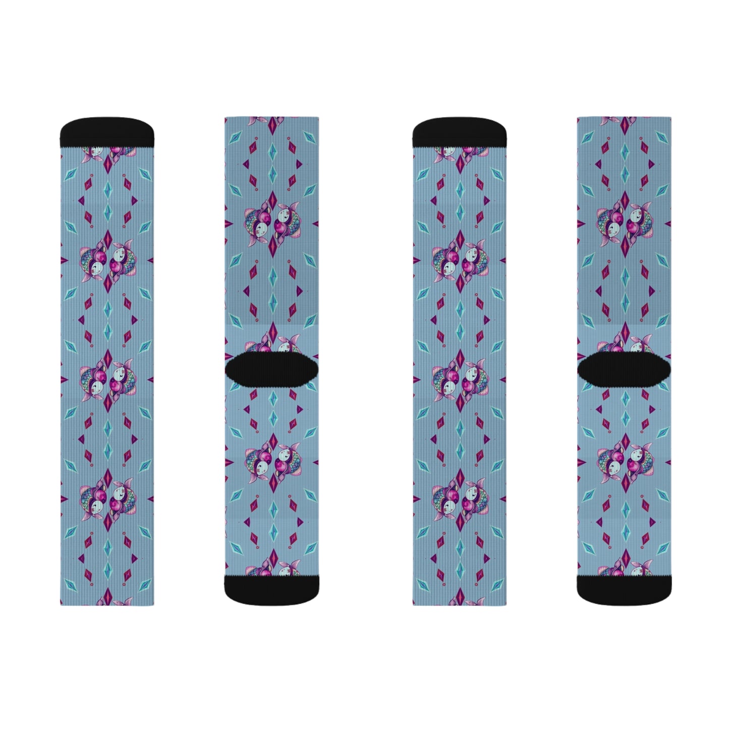 Sublimation Socks, Pisces, Zodiac v3, Jewel Pattern