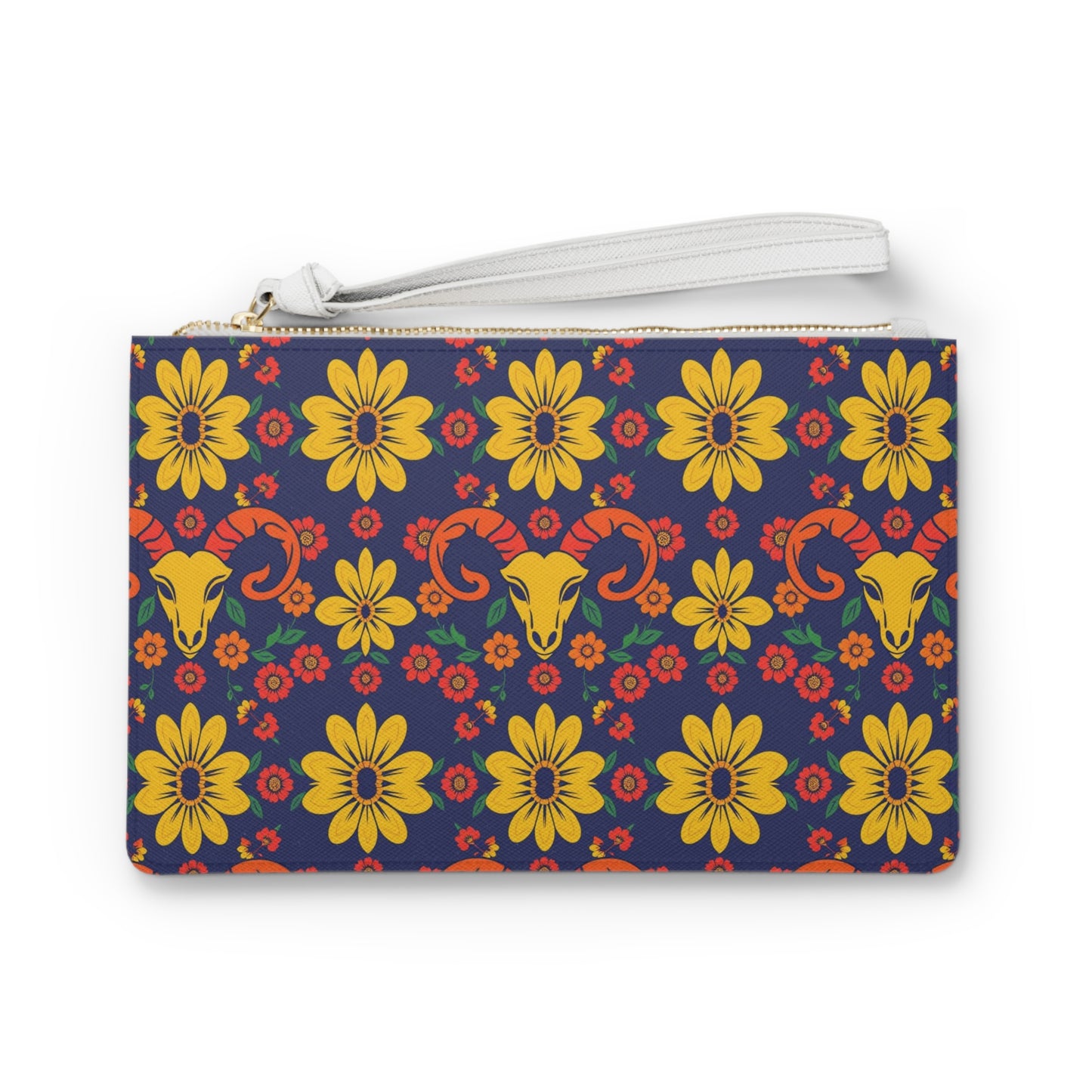 Clutch Bag, Aries, Zodiac v4, Flower Pattern