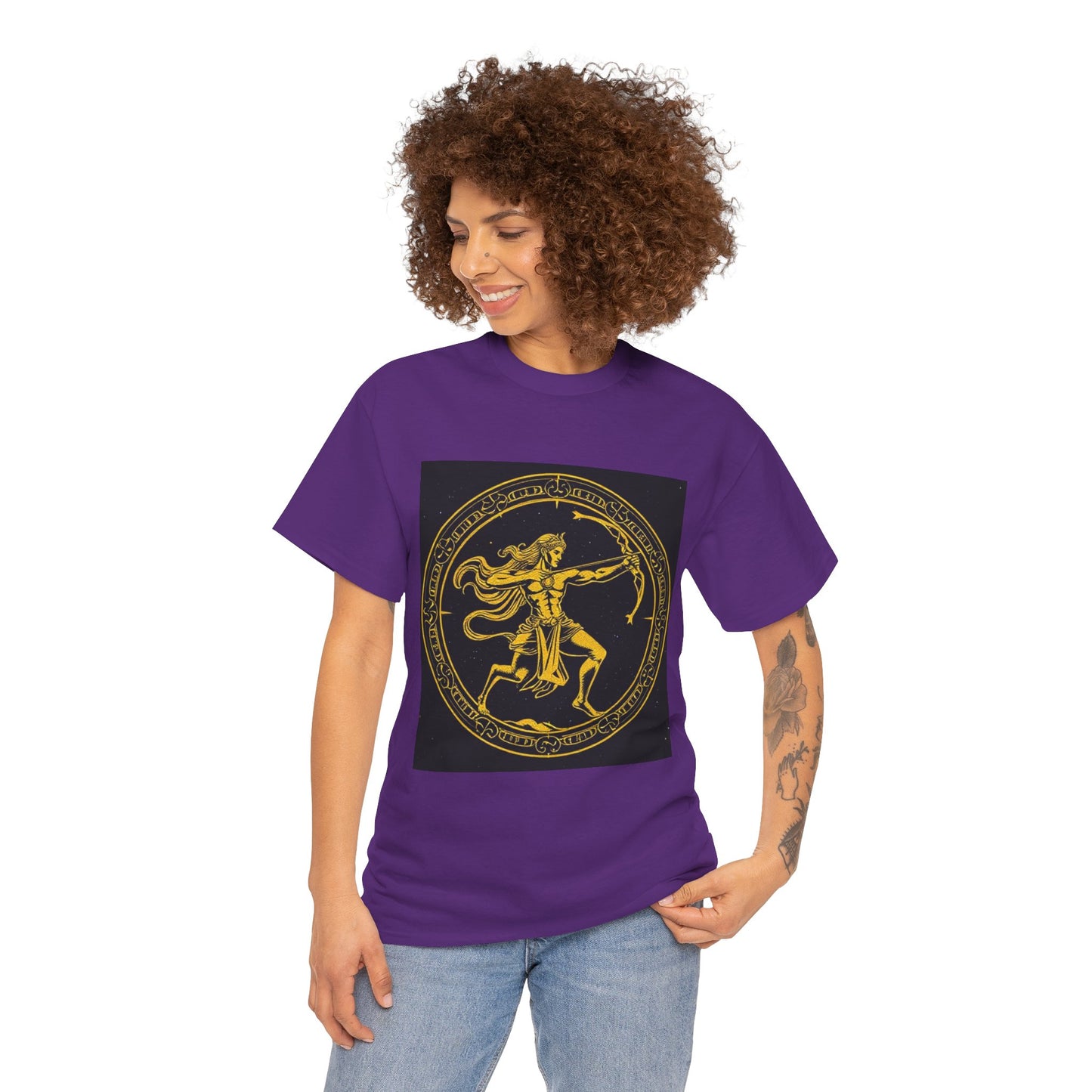 Unisex Heavy Cotton T-Shirt, Mythical Faun/Satyr, Sagittarius Zodiac Design