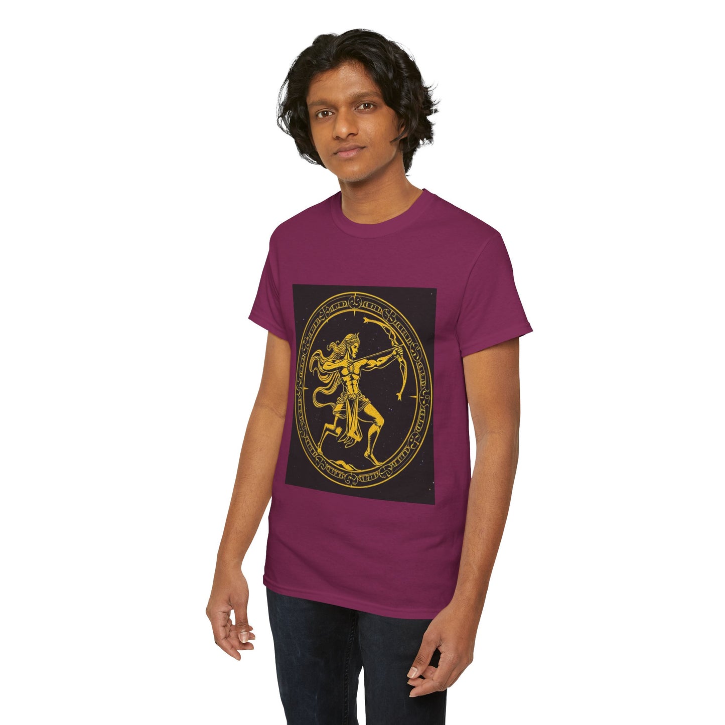 Unisex Heavy Cotton T-Shirt, Mythical Faun/Satyr, Sagittarius Zodiac Design