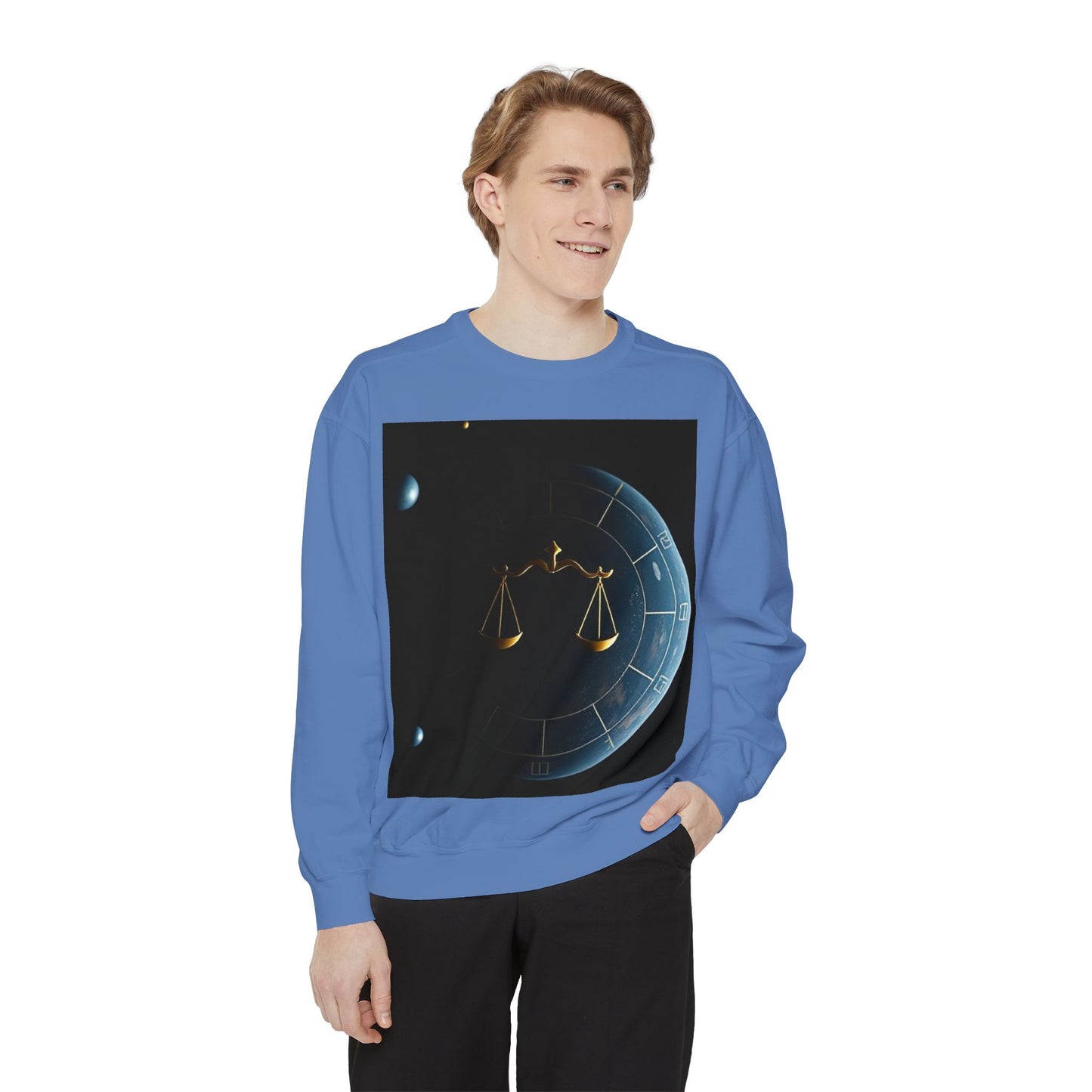 Garment-Dyed Sweatshirt, Unisex, Space Animal Design v1, Libra