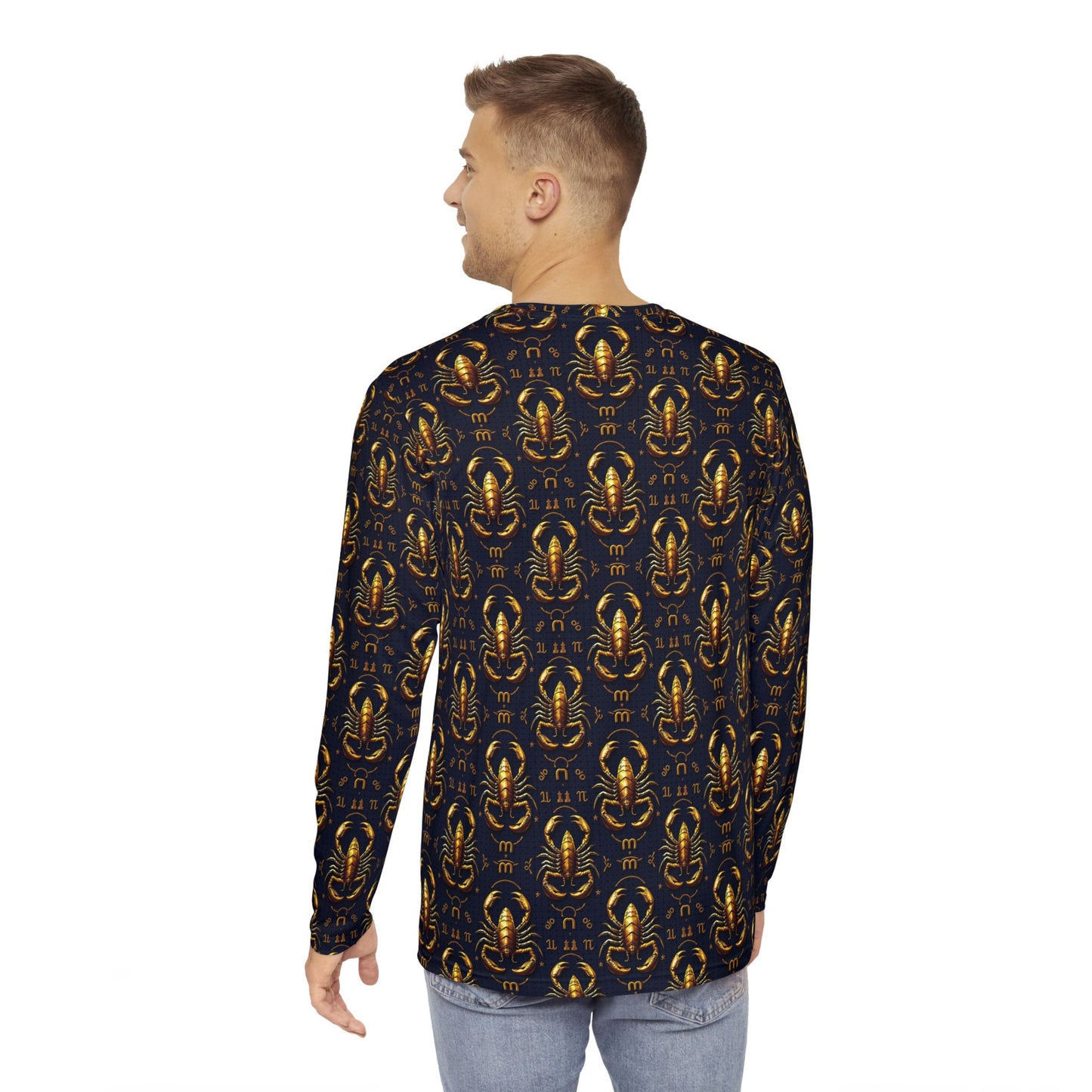 Men's Long Sleeve Shirt, (AOP), Scorpio, Zodiac, Pattern