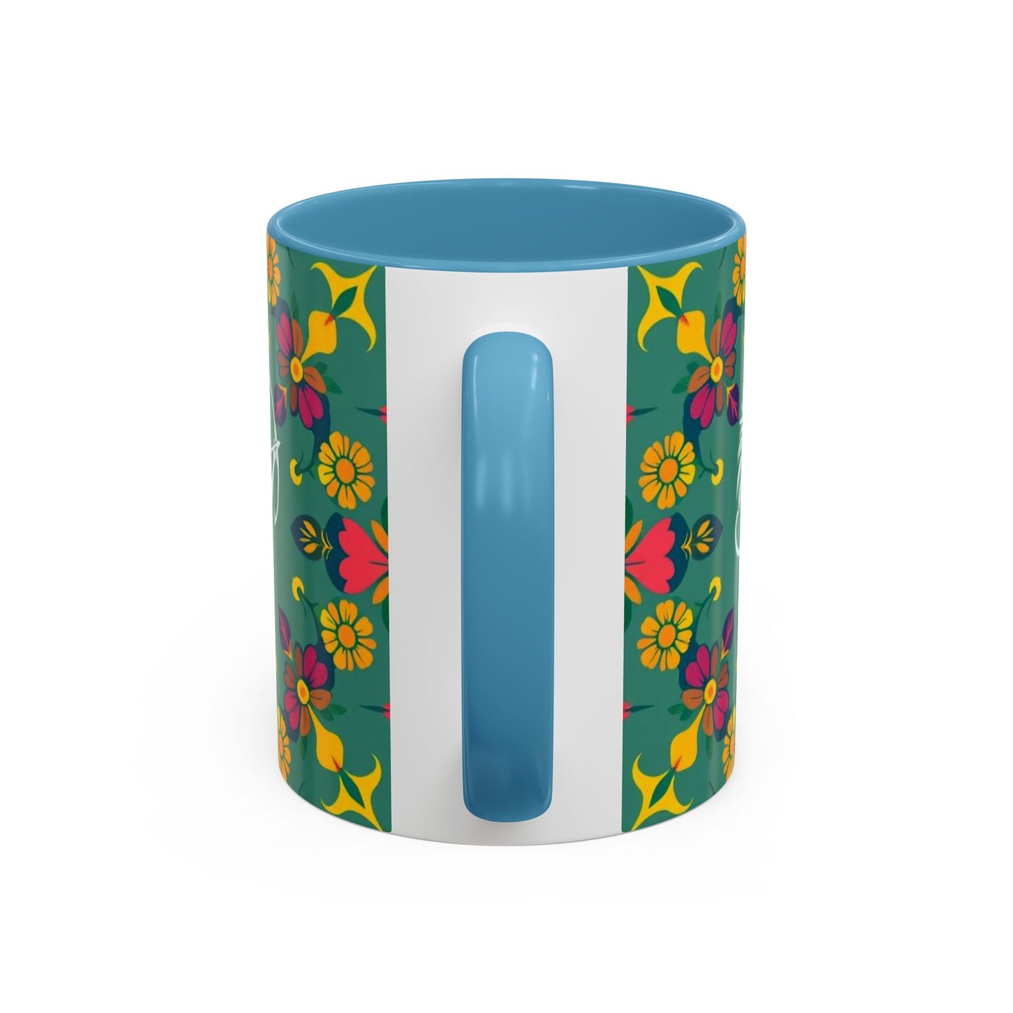 Accent Coffee Mug, Sagittarius, Zodiac. Flower Pattern, (11, 15oz)