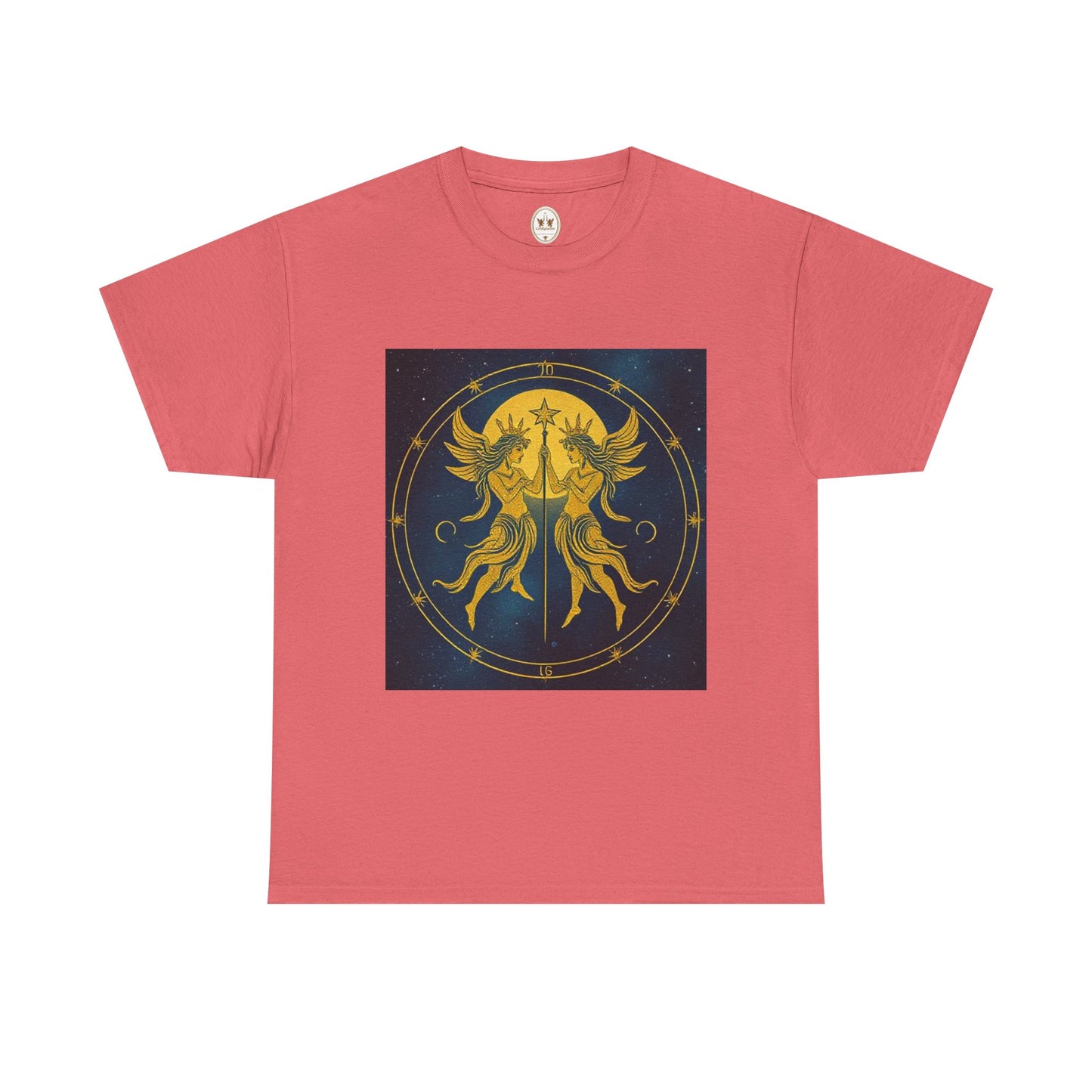 Unisex Heavy Cotton T-Shirt, Space Angel Twins v4, Gemini Zodiac Design