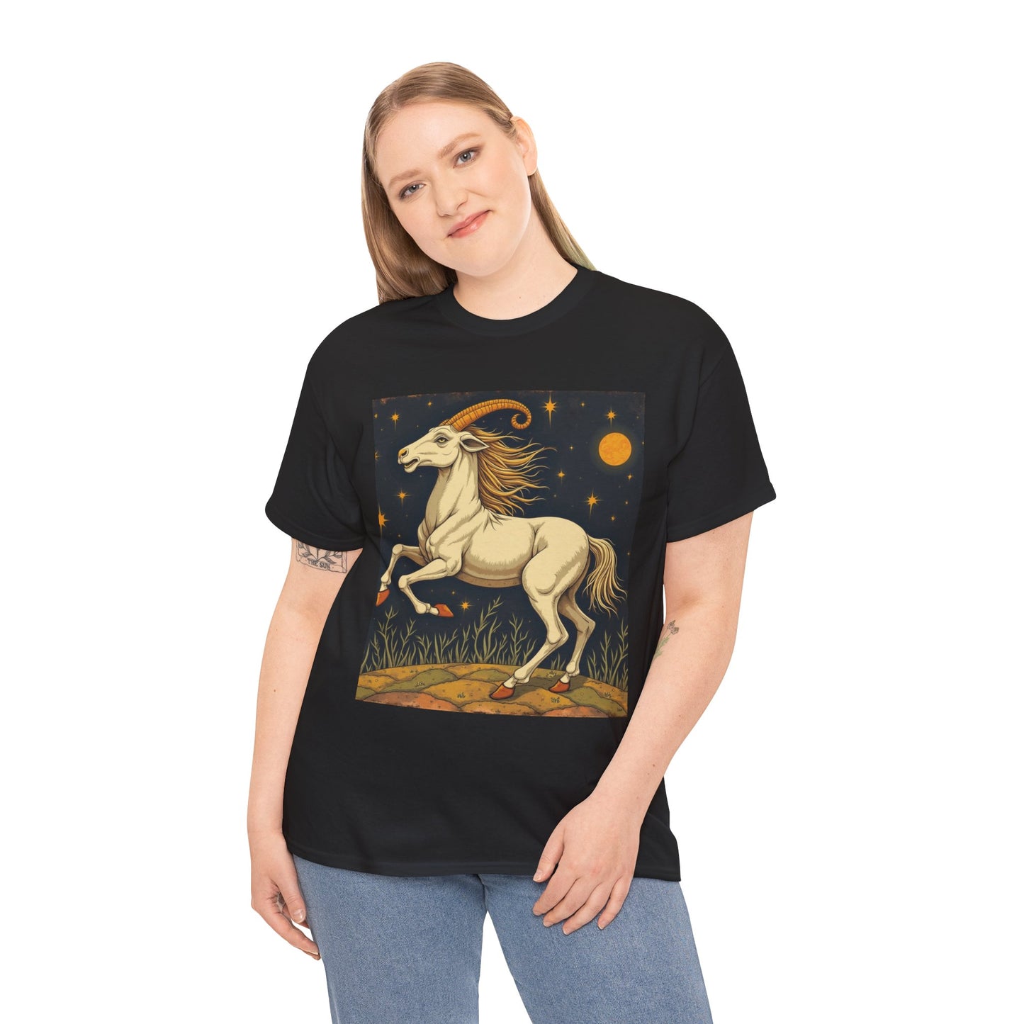Unisex Heavy Cotton T-Shirt, Aries Animal, Zodiac Design