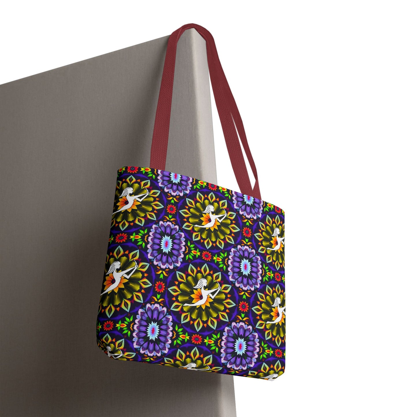 Tote Bag (AOP), Sagittarius, Zodiac v2, Flower Pattern
