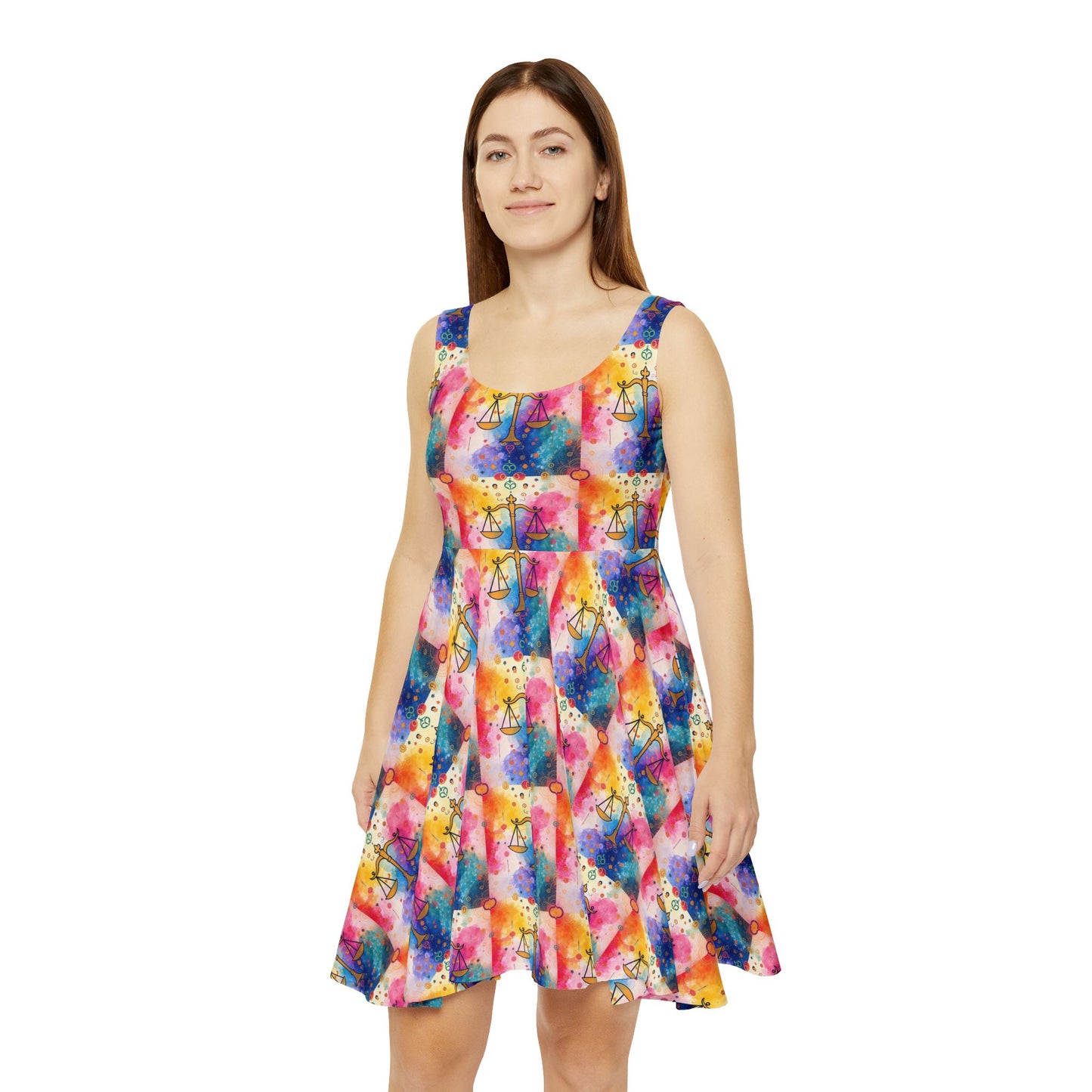Women's Skater Dress, AOP, Zodiac, Libra, Pattern