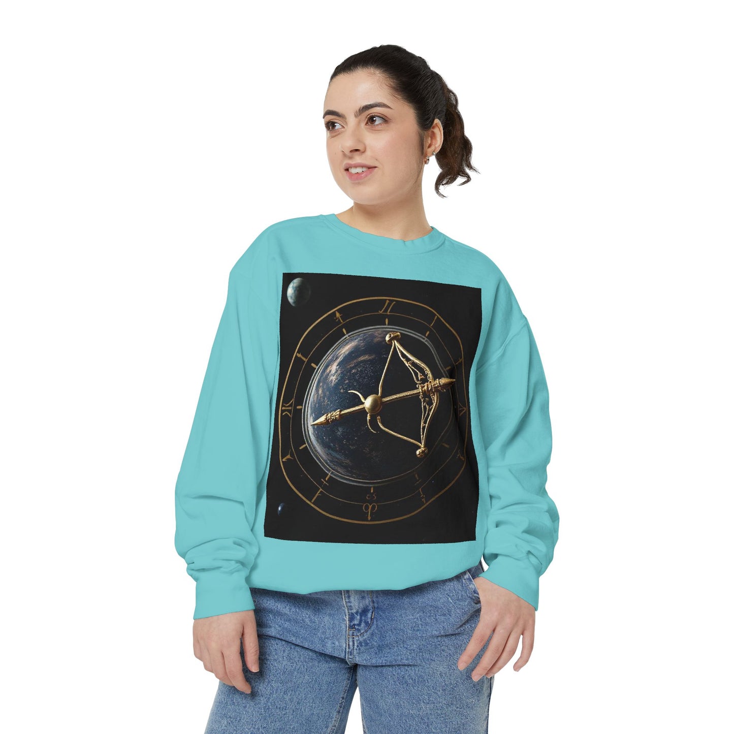 Garment-Dyed Sweatshirt, Unisex, Space Symbol Design v1, Sagittarius