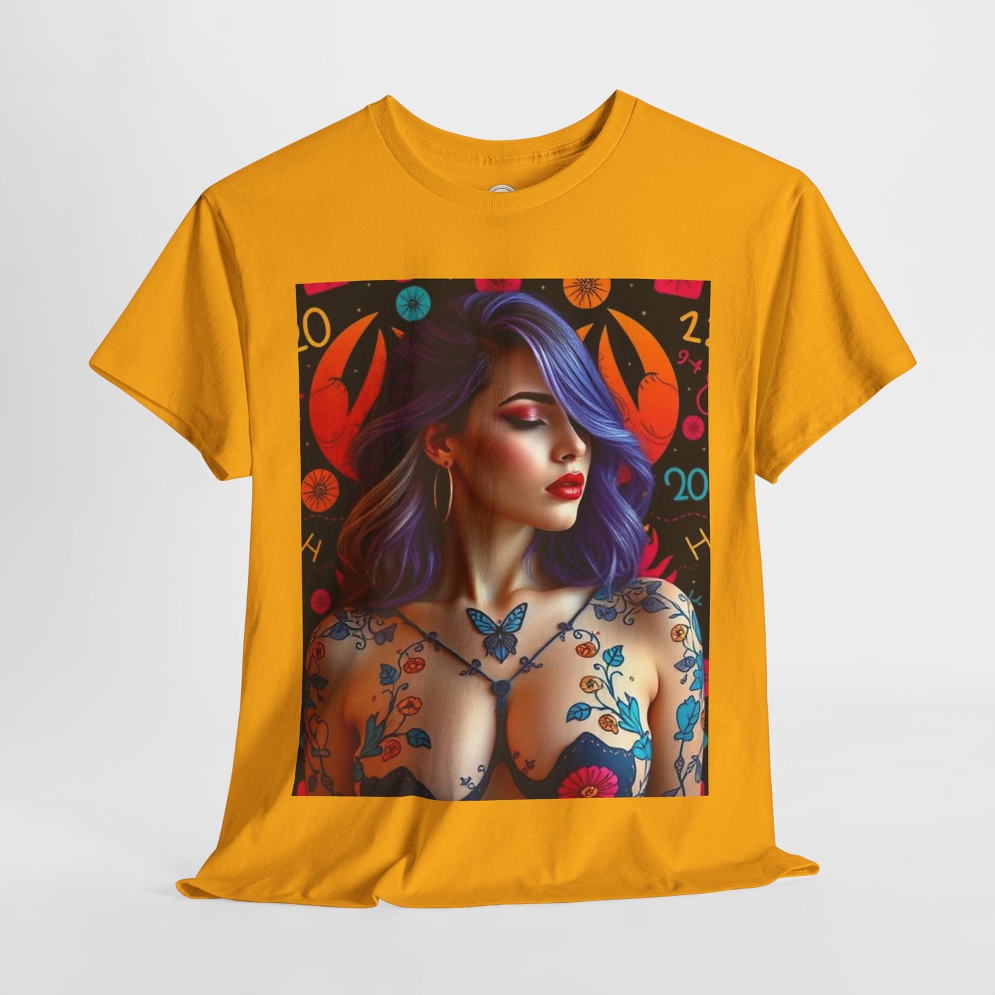 Unisex Heavy Cotton T-Shirt, Cancer, Zodiac, Sexy Art