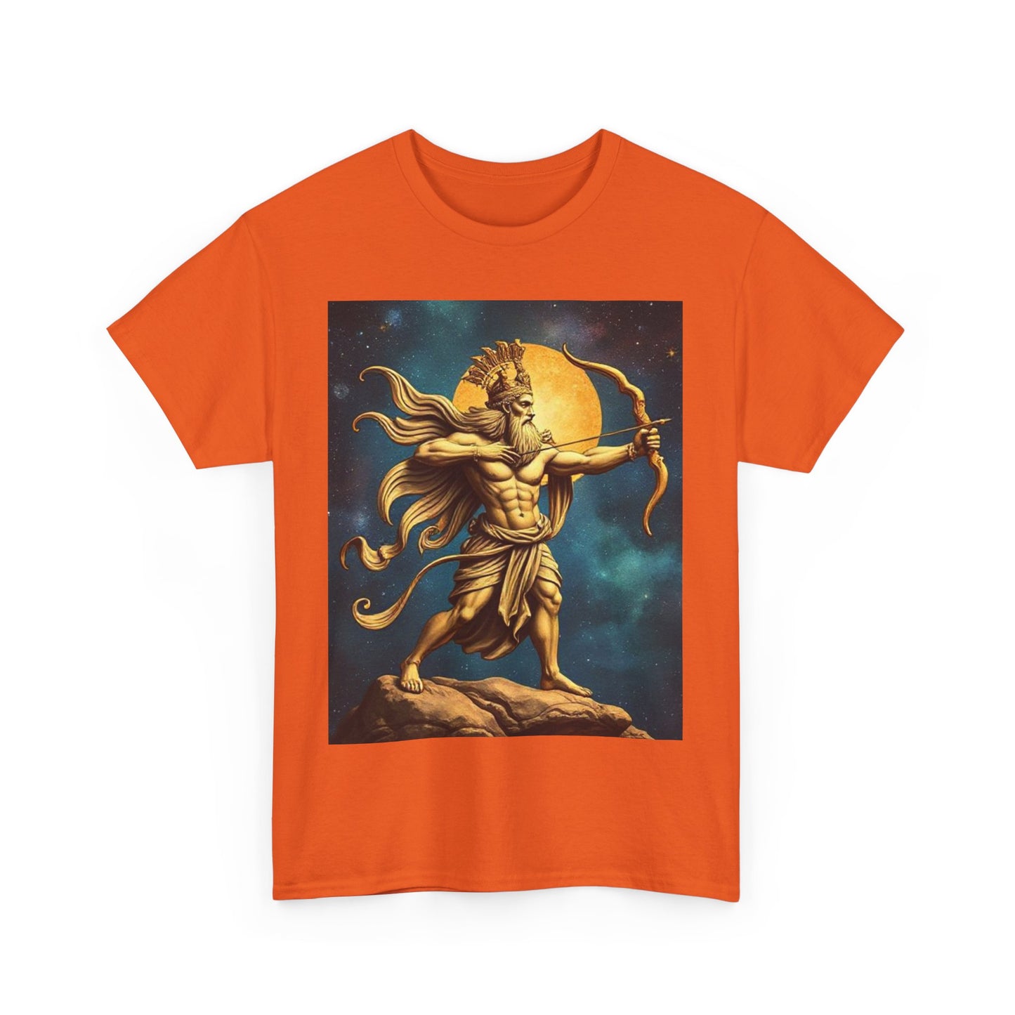 Unisex Heavy Cotton T-Shirt, Midnight Arrow v1, Sagittarius Zodiac Design
