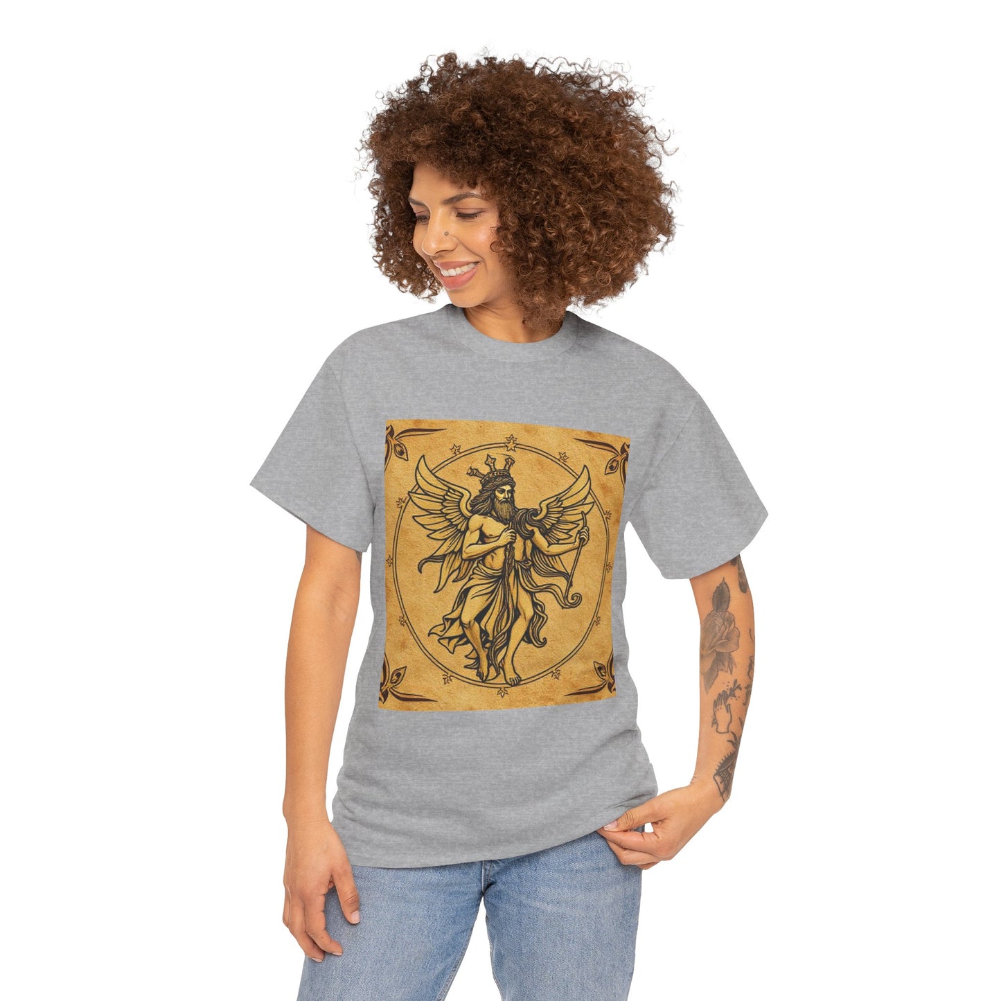 Unisex Heavy Cotton T-Shirt, Pencil Art, Gemini Zodiac Design