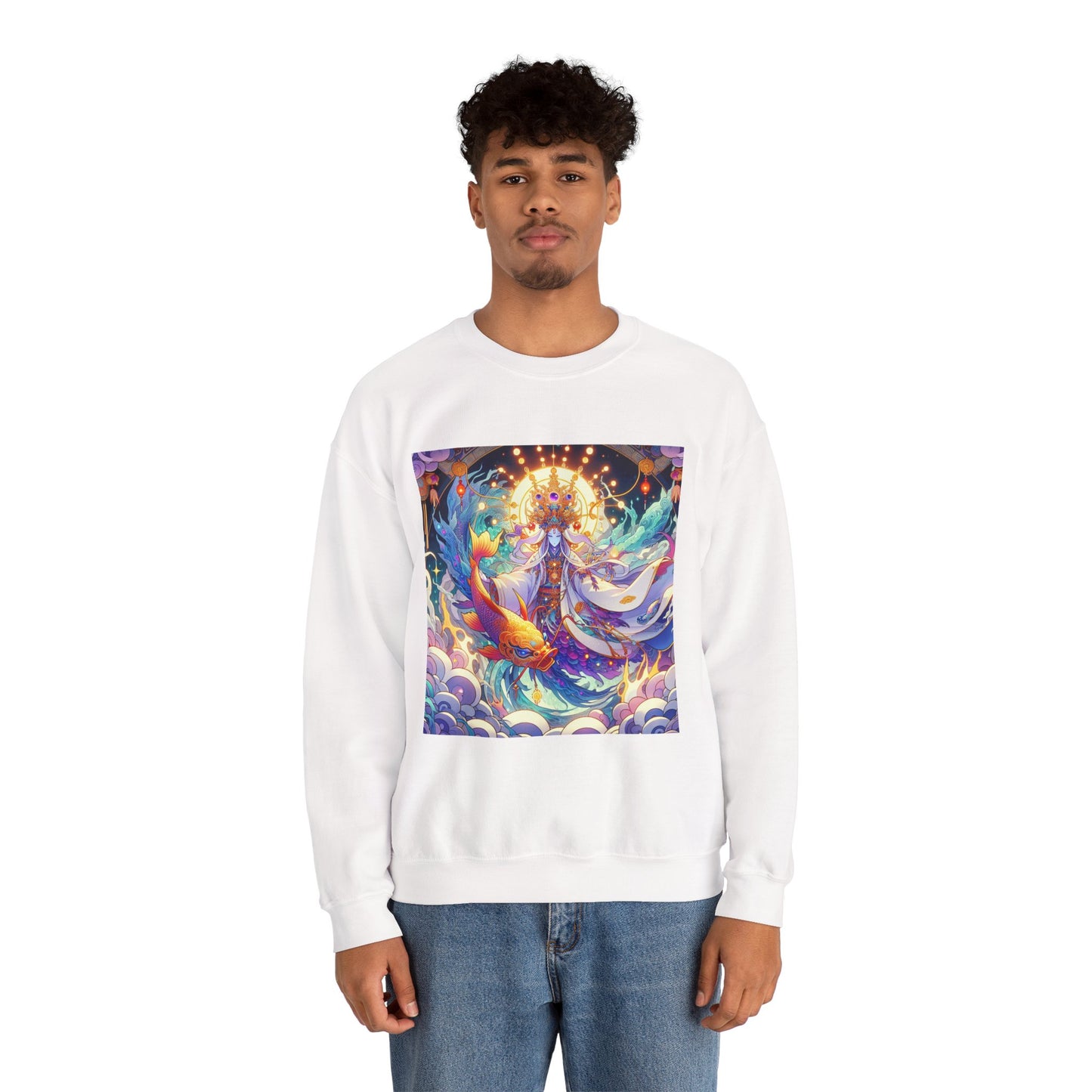 Unisex Heavy Blend™ Crewneck Sweatshirt, Anime Pisces King, Zodiac Design
