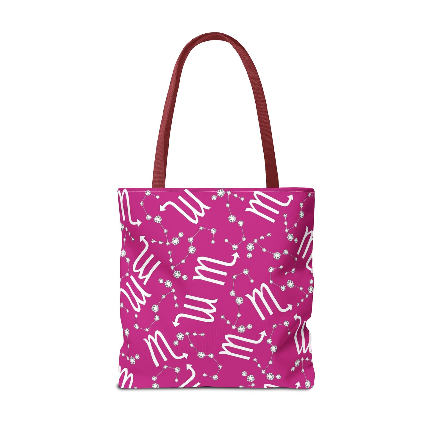 Tote Bag, Scorpio Zodiac Sign, AOP, (Pink, White)