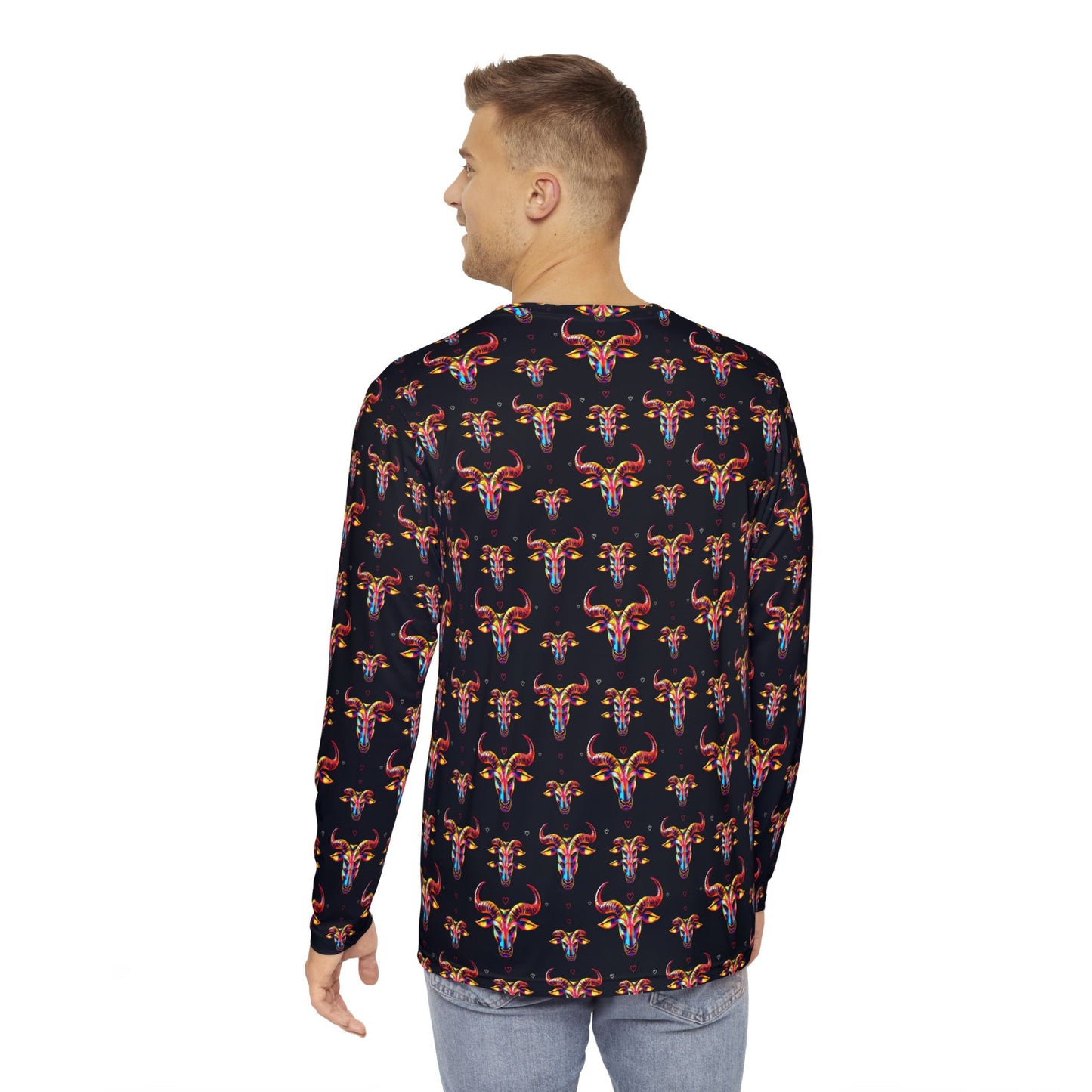 Men's Long Sleeve Shirt, (AOP), Taurus, Zodiac v3, Pattern