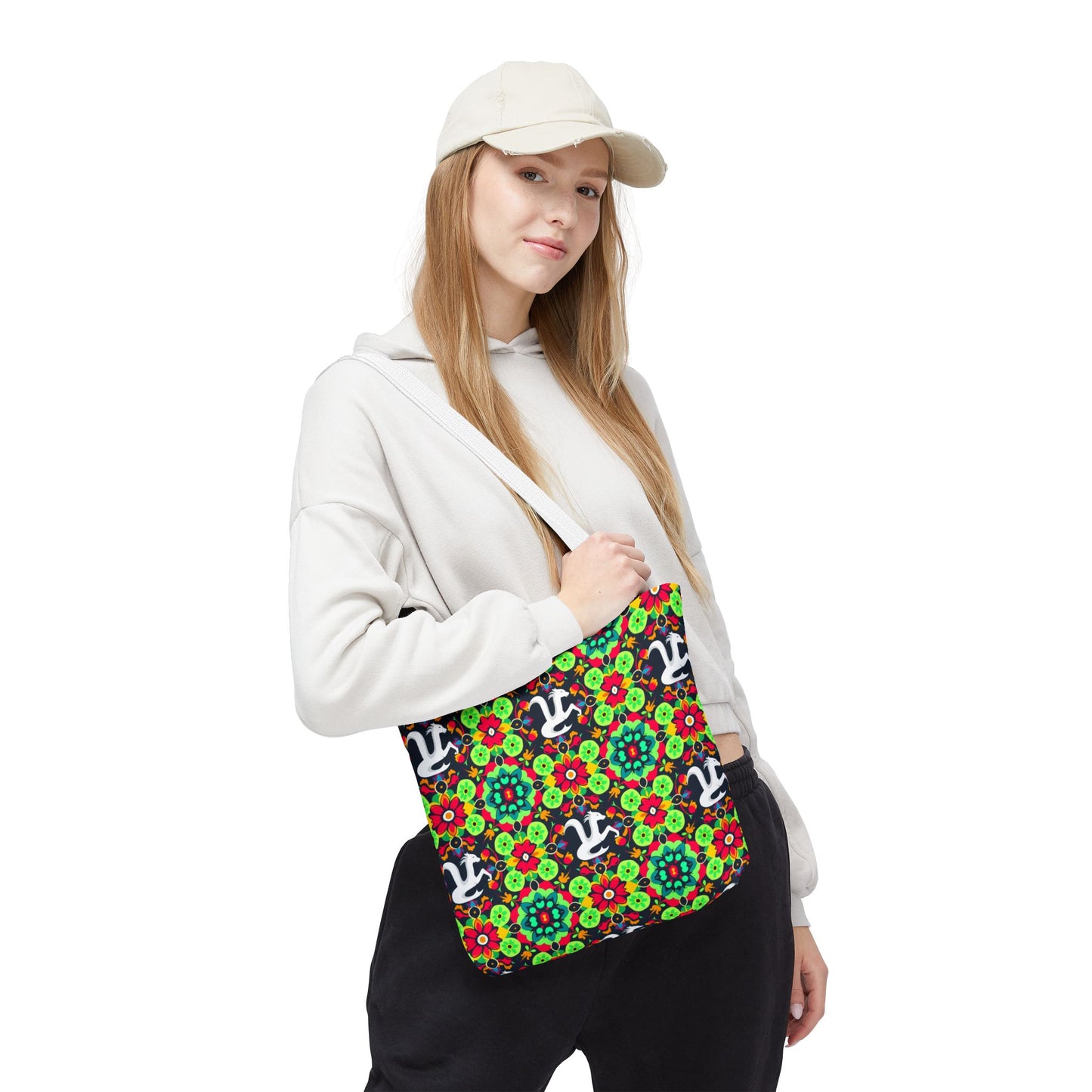 Tote Bag, (AOP), Aquarius, Zodiac v4, Flower Pattern