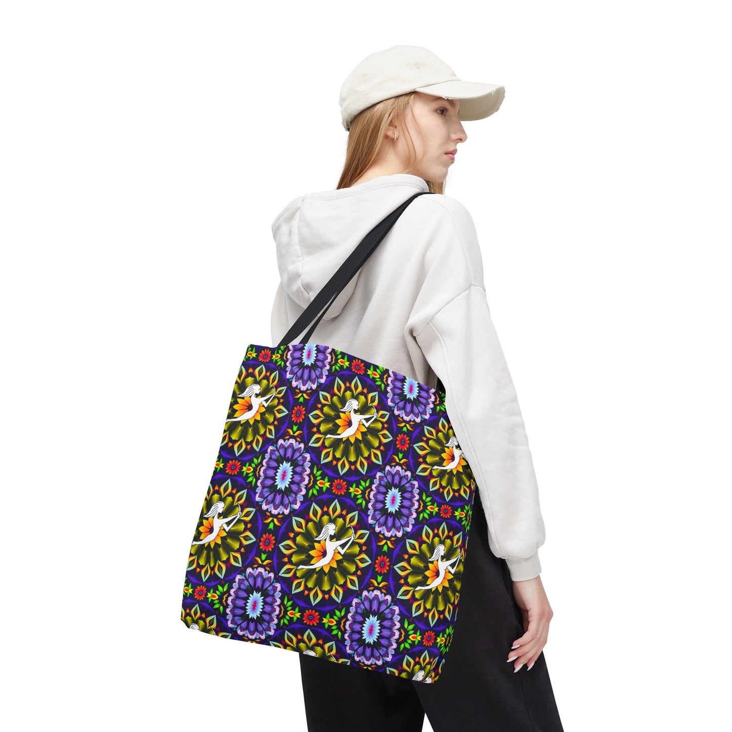 Tote Bag (AOP), Sagittarius, Zodiac v2, Flower Pattern