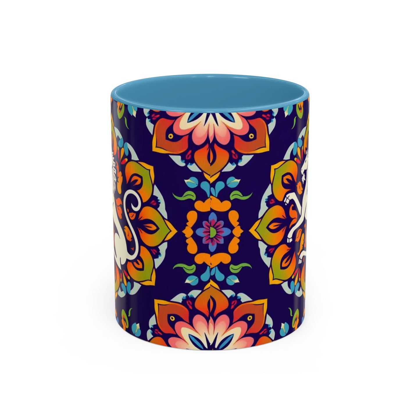 Accent Coffee Mug, Virgo, Zodiac v4. Flower Pattern, (11, 15oz)