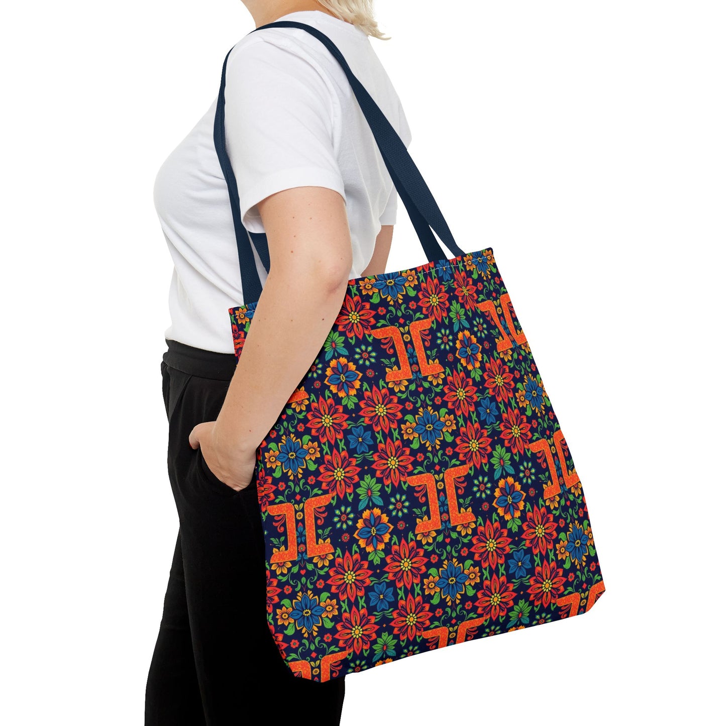 Tote Bag, (AOP), Gemini, Zodiac v1, Flower Pattern