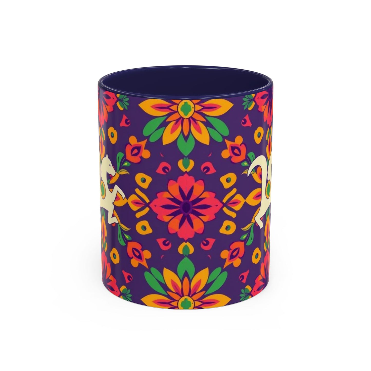 Accent Coffee Mug, Aquarius, Zodiac v2, Flower Pattern, (11, 15oz)