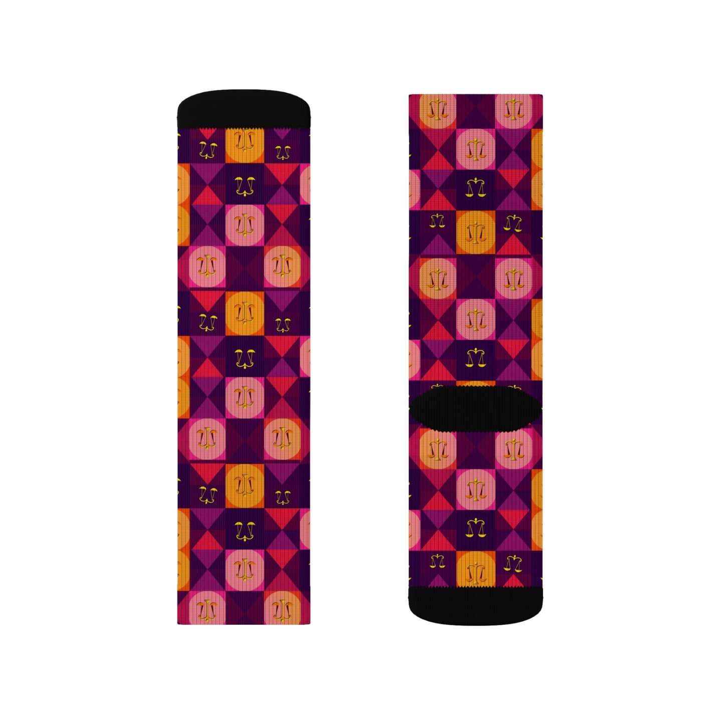 Sublimation Socks, Libra, Zodiac v1, Shapes Pattern
