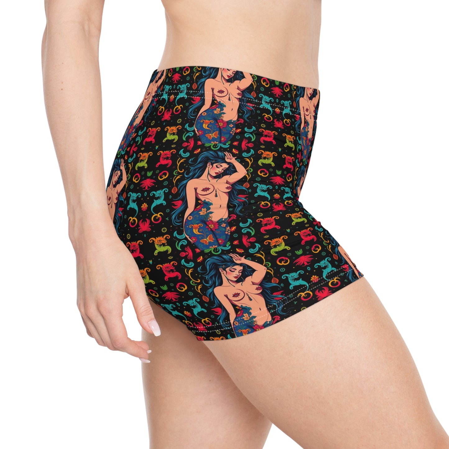 Women's Shorts, (AOP), Aquarius, Zodiac v1, Sexy Pattern