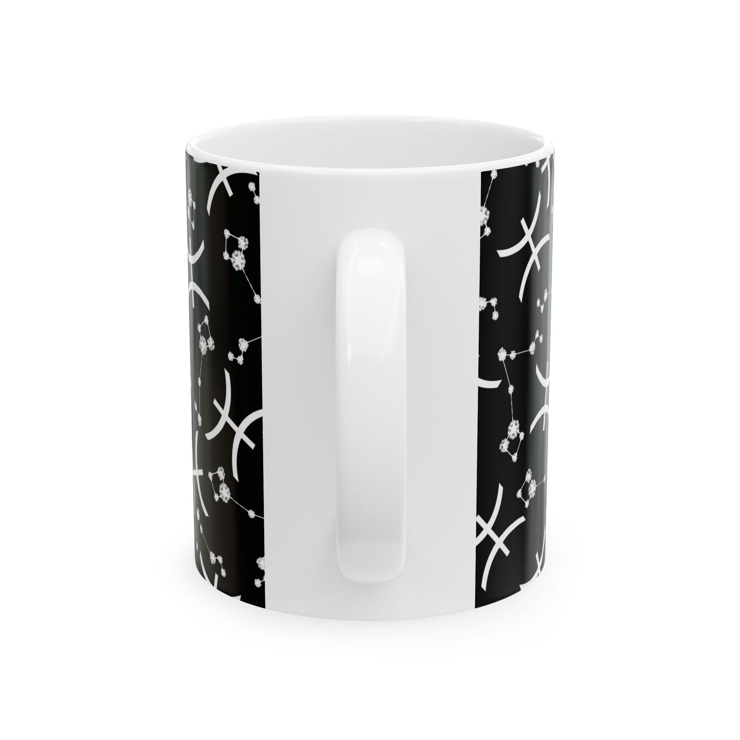 Ceramic Mug, (11oz, 15oz), Ceramic Coffee Mug, Black AOP, Pisces Zodiac Design