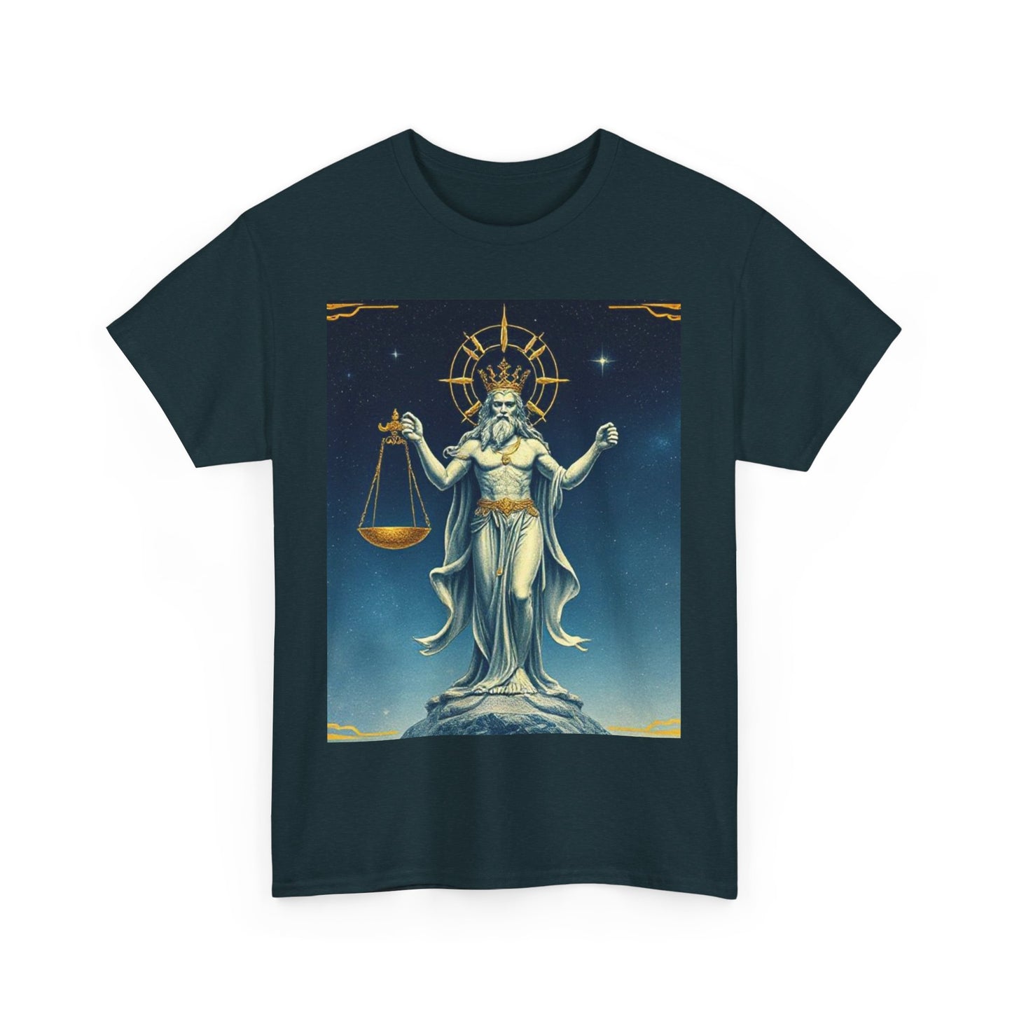 Unisex Heavy Cotton T-Shirt, Space, Libra God, Zodiac Design