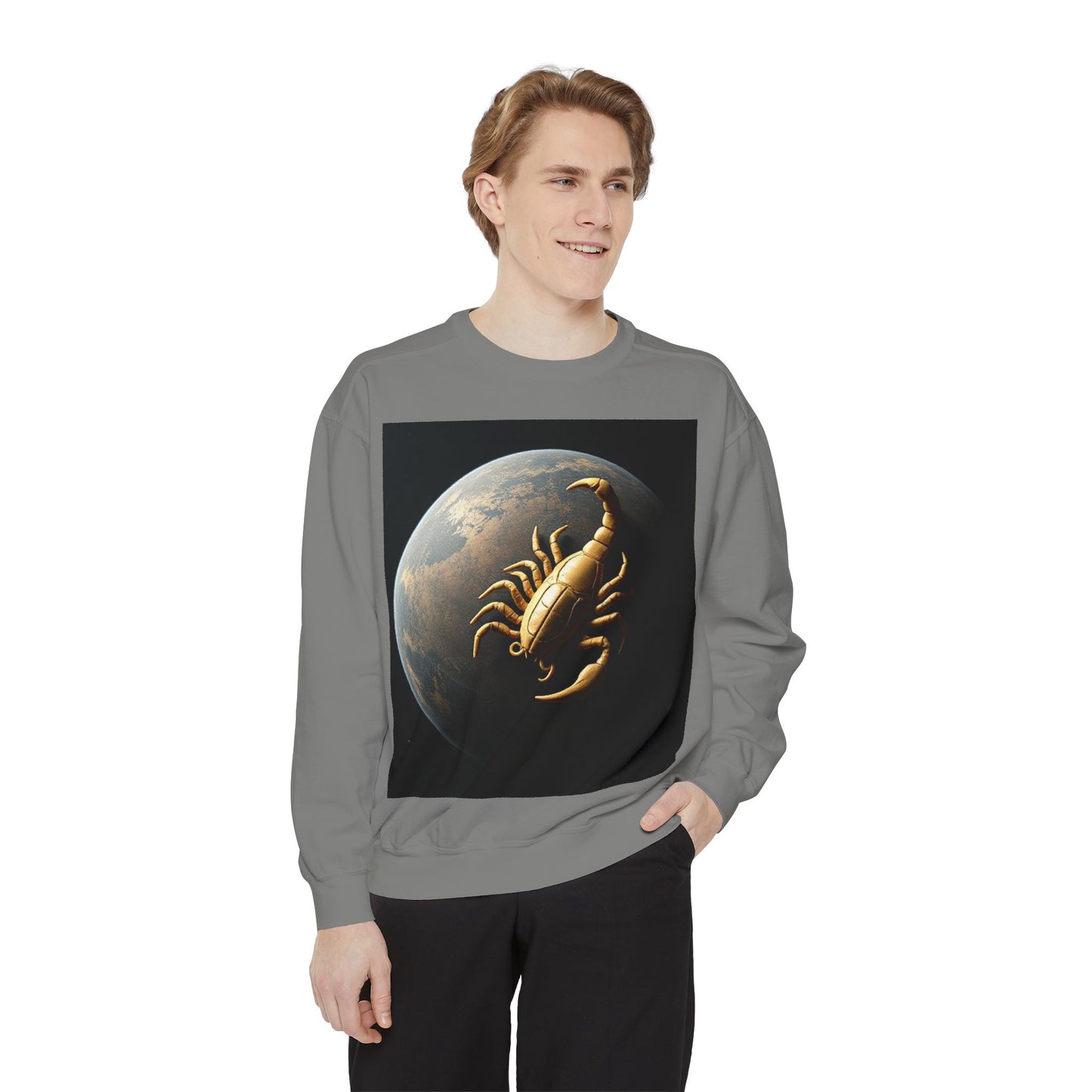 Garment-Dyed Sweatshirt, Unisex, Space Animal Design v1, Scorpio