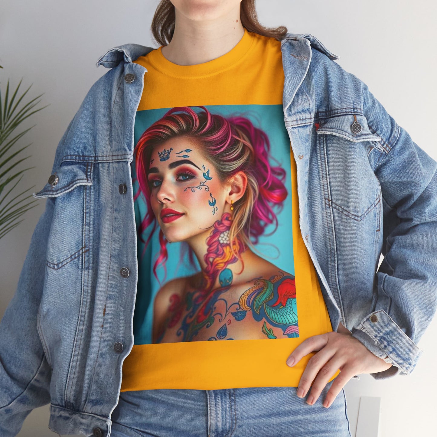 Unisex Heavy Cotton T-Shirt, Pisces, Zodiac v3, Sexy Art