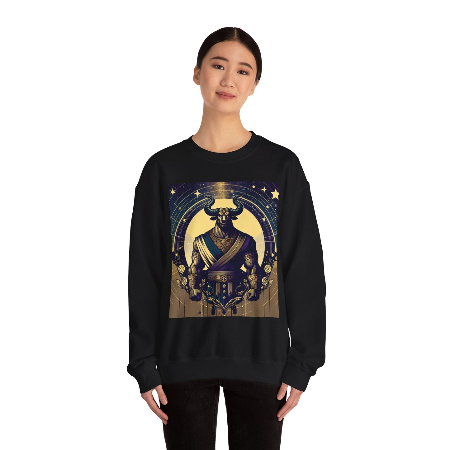 Unisex Heavy Blend™ Crewneck Sweatshirt, Minotaur, Taurus Zodiac Design