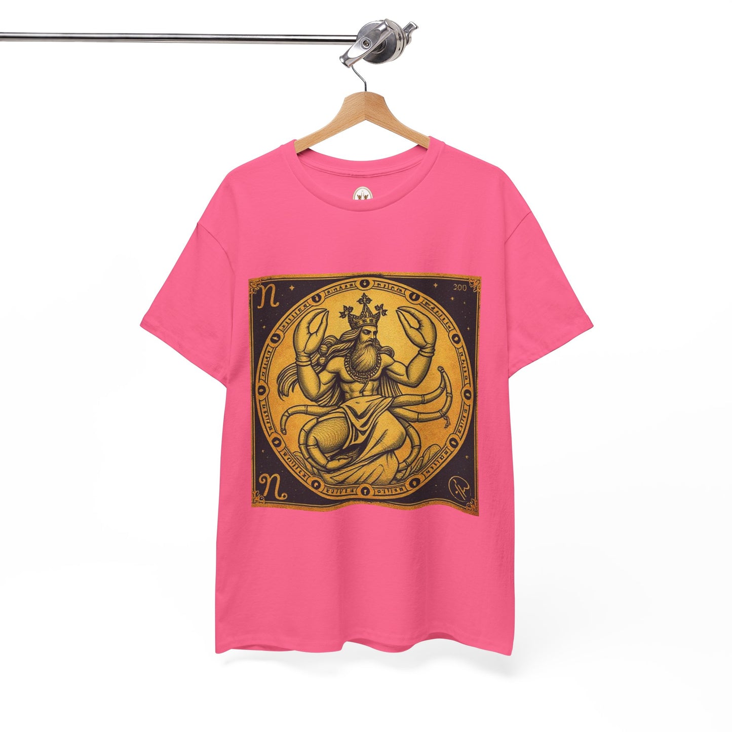 Unisex Heavy Cotton T-Shirt, Crab King v1, Cancer Zodiac Design