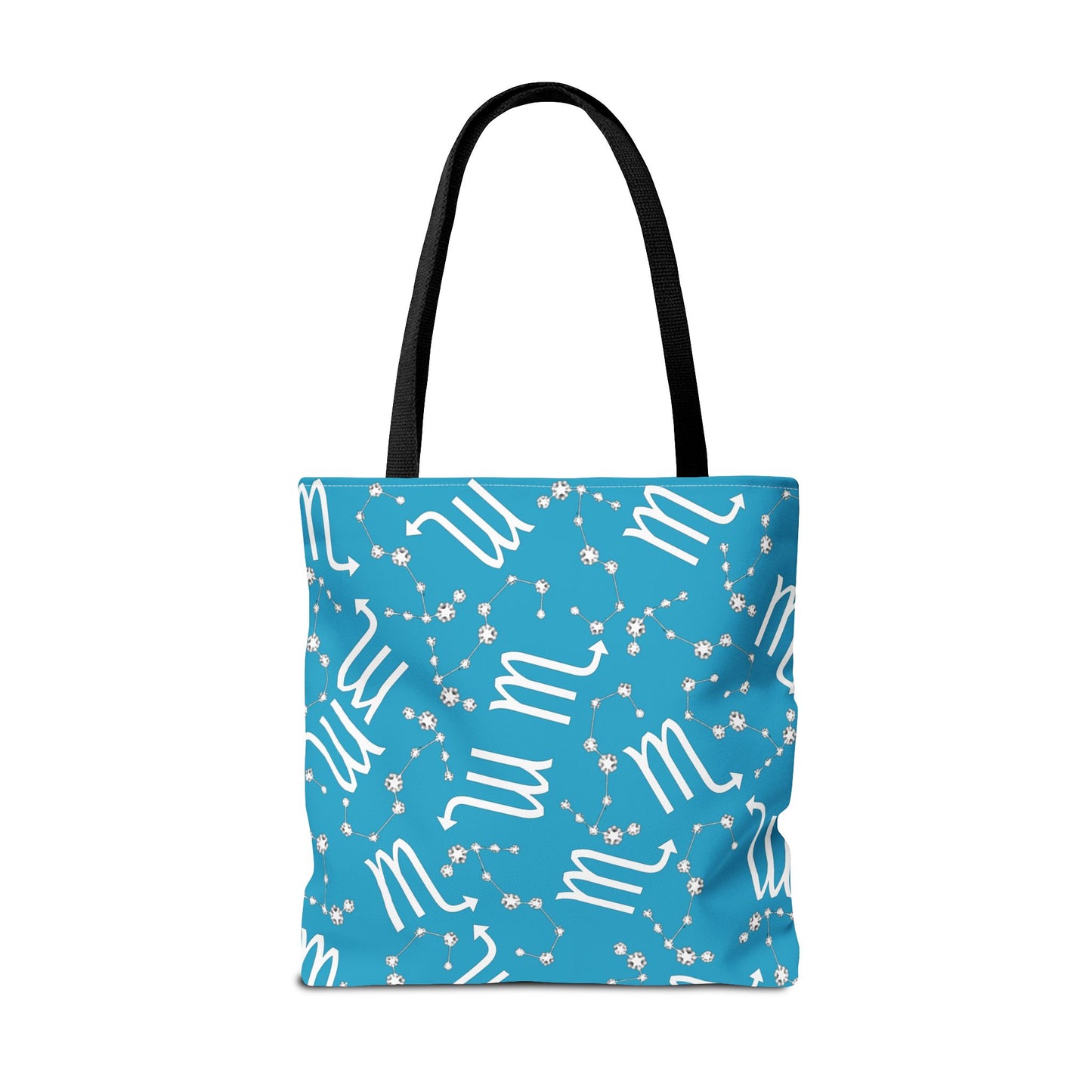 Tote Bag, Scorpio Zodiac Sign, AOP, (Turquoise, White)