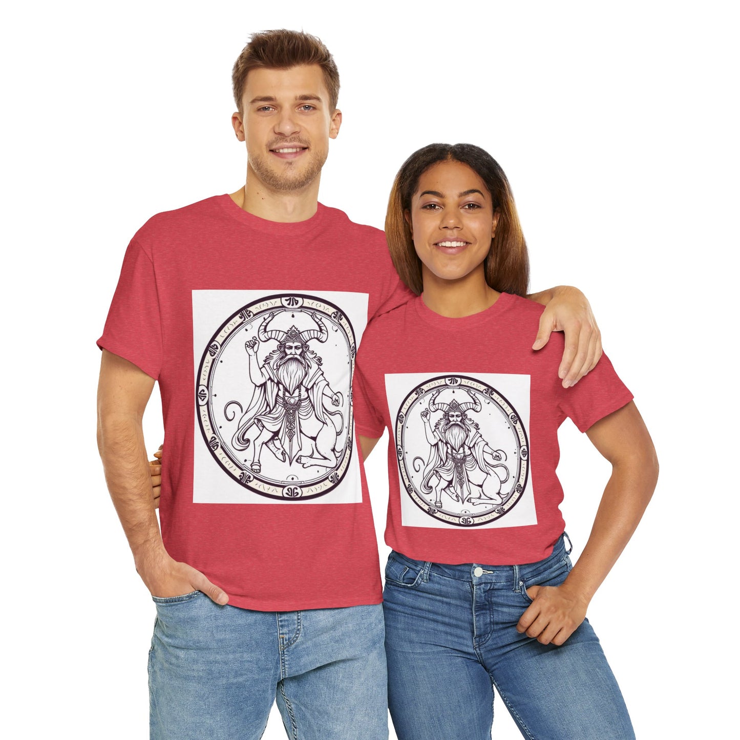 Unisex Heavy Cotton T-Shirt, Bull Centaur v1, Taurus Zodiac Design