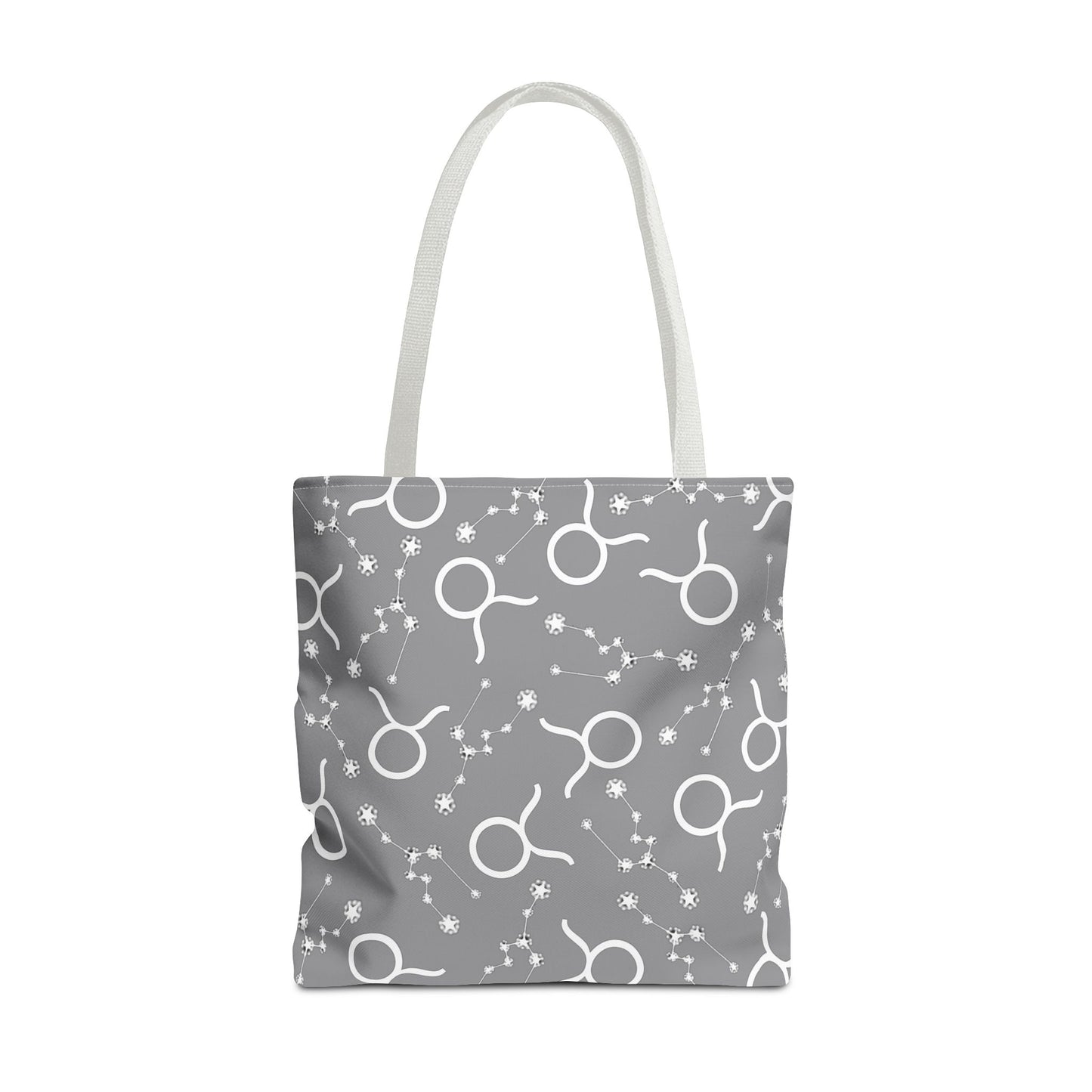 Tote Bag, Taurus Zodiac Sign, AOP, (Grey, White)