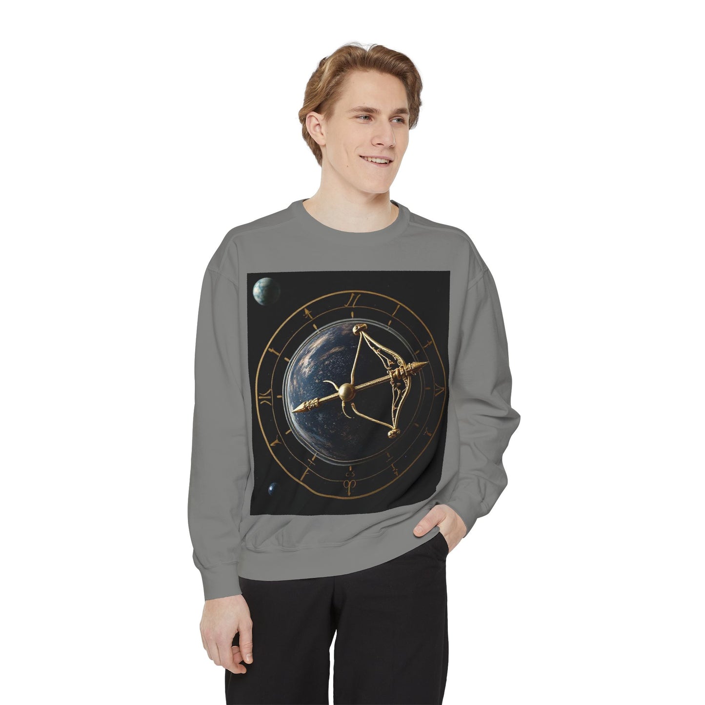Garment-Dyed Sweatshirt, Unisex, Space Symbol Design v1, Sagittarius