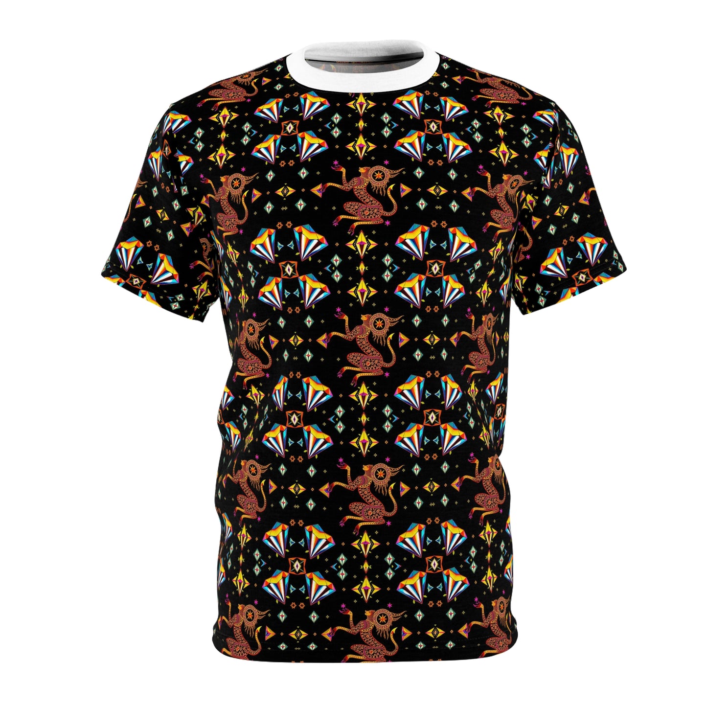 Unisex Cut & Sew T-Shirt, (AOP), Virgo, Zodiac v1, Jewels Pattern