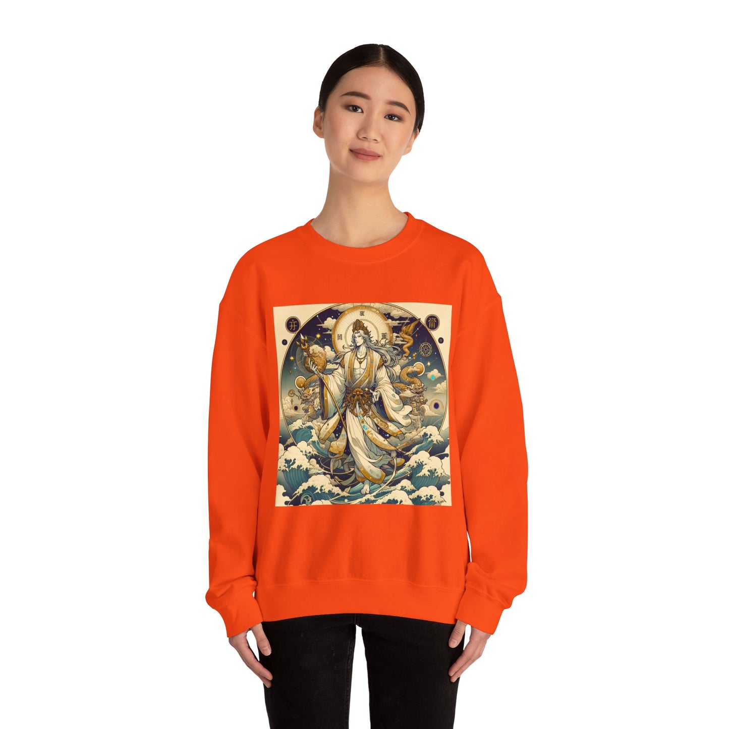 Unisex Heavy Blend™ Crewneck Sweatshirt, Anime Capricorn God, Zodiac Design