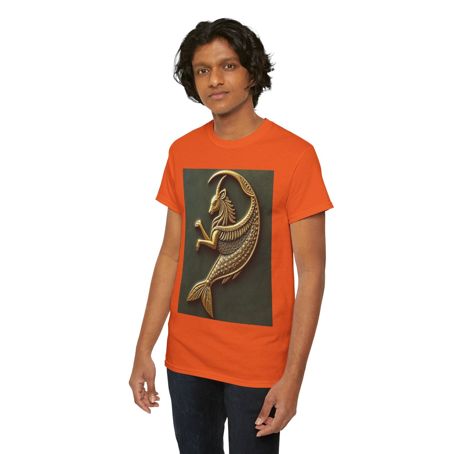 Unisex Heavy Cotton T-Shirt, Capricorn Animal v1, Symbol, Zodiac Design