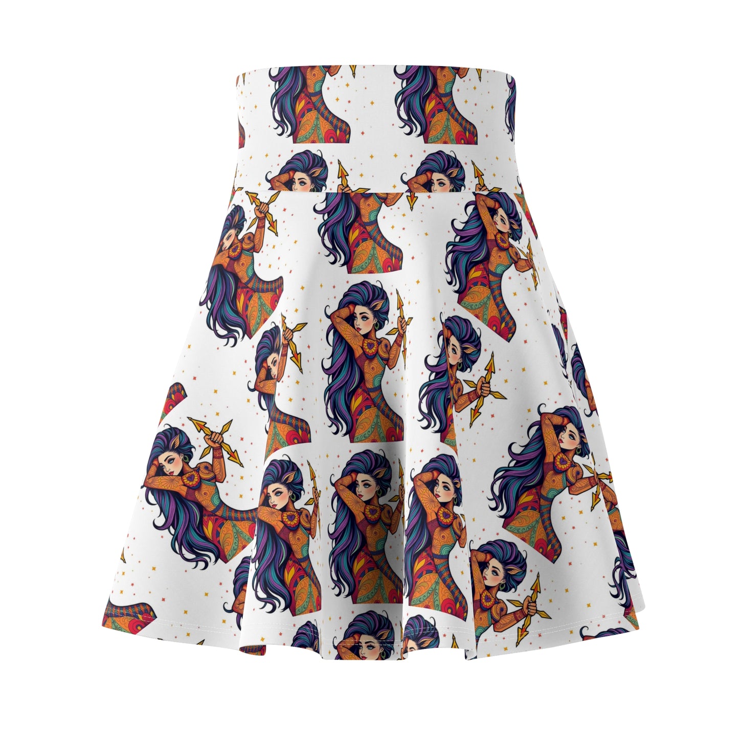 Women's Skater Skirt, (AOP), Sagittarius, Zodiac v4, Sexy Pattern