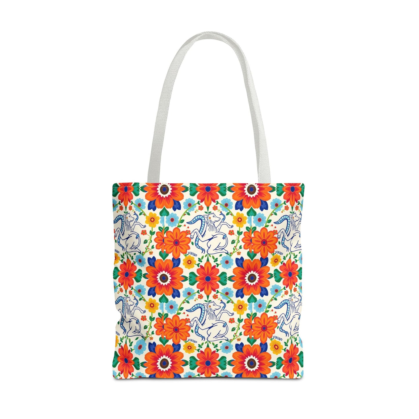 Tote Bag (AOP), Virgo, Zodiac v1, Flower Pattern