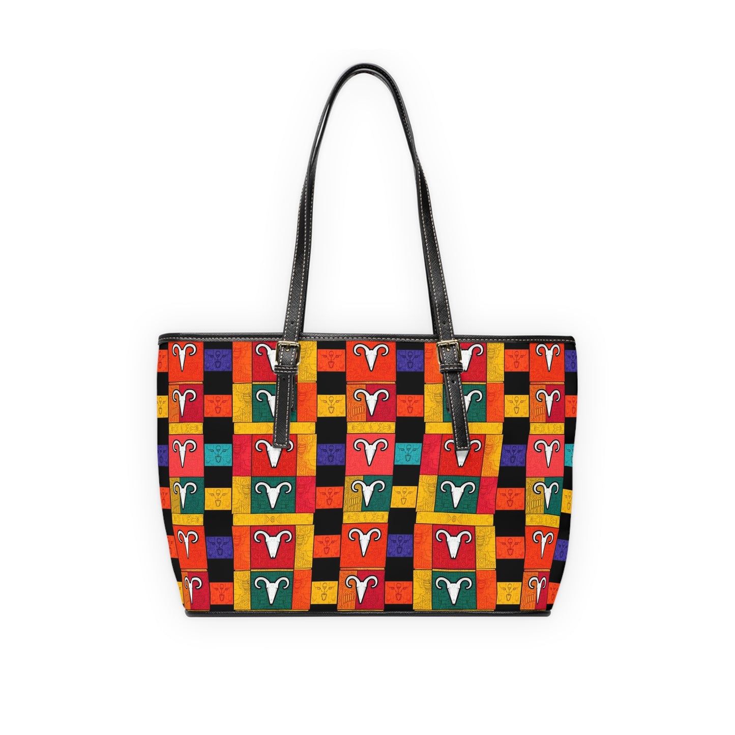 Leather Shoulder Bag, Aries, Zodiac v1, Shapes Pattern