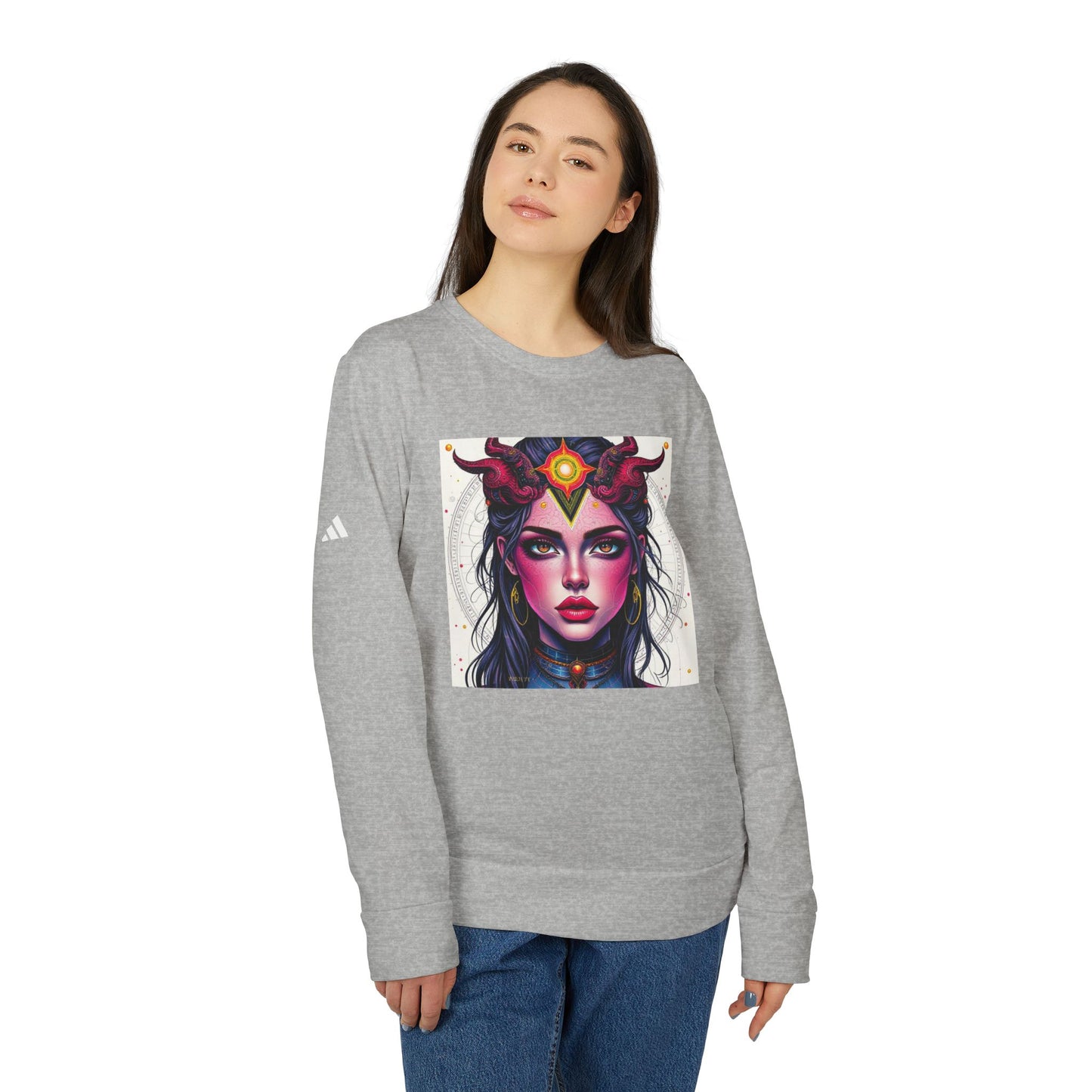 Adidas, Unisex Fleece Crewneck Sweatshirt, Virgo, Pop Art v1, Zodiac