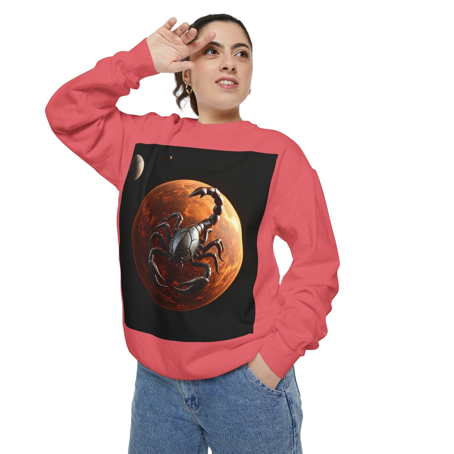Garment-Dyed Sweatshirt, Unisex, Space Animal Design, Scorpio