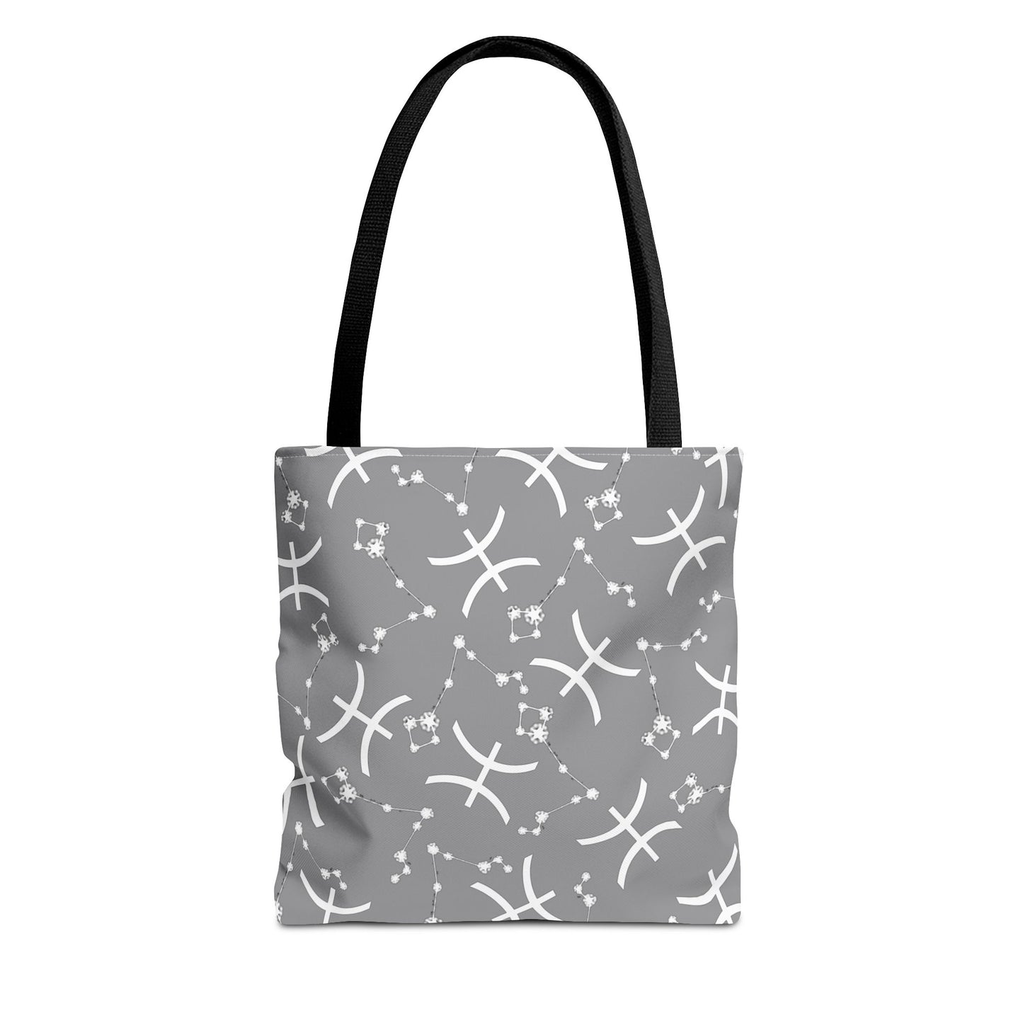 Tote Bag, Pisces Zodiac Sign, AOP, (Grey, White)