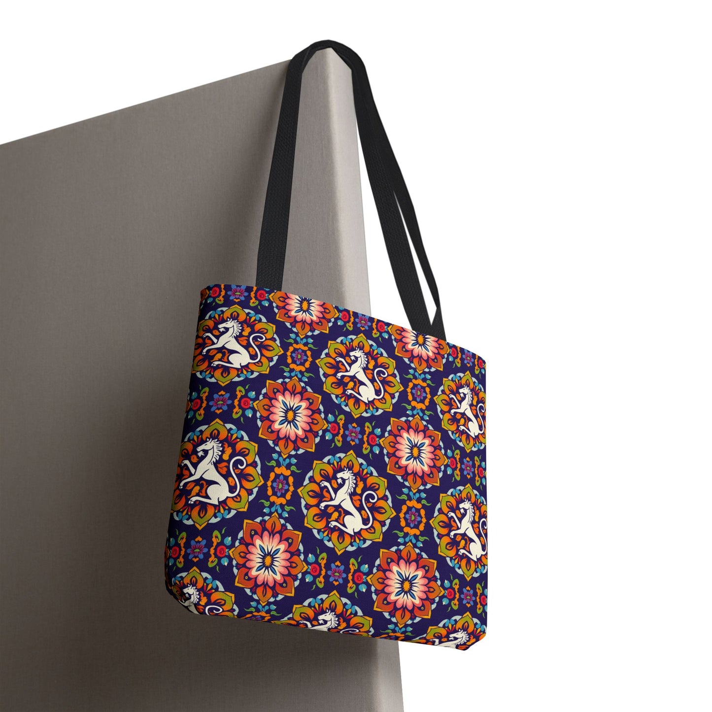 Tote Bag, (AOP), Virgo, Zodiac v3, Flower Pattern