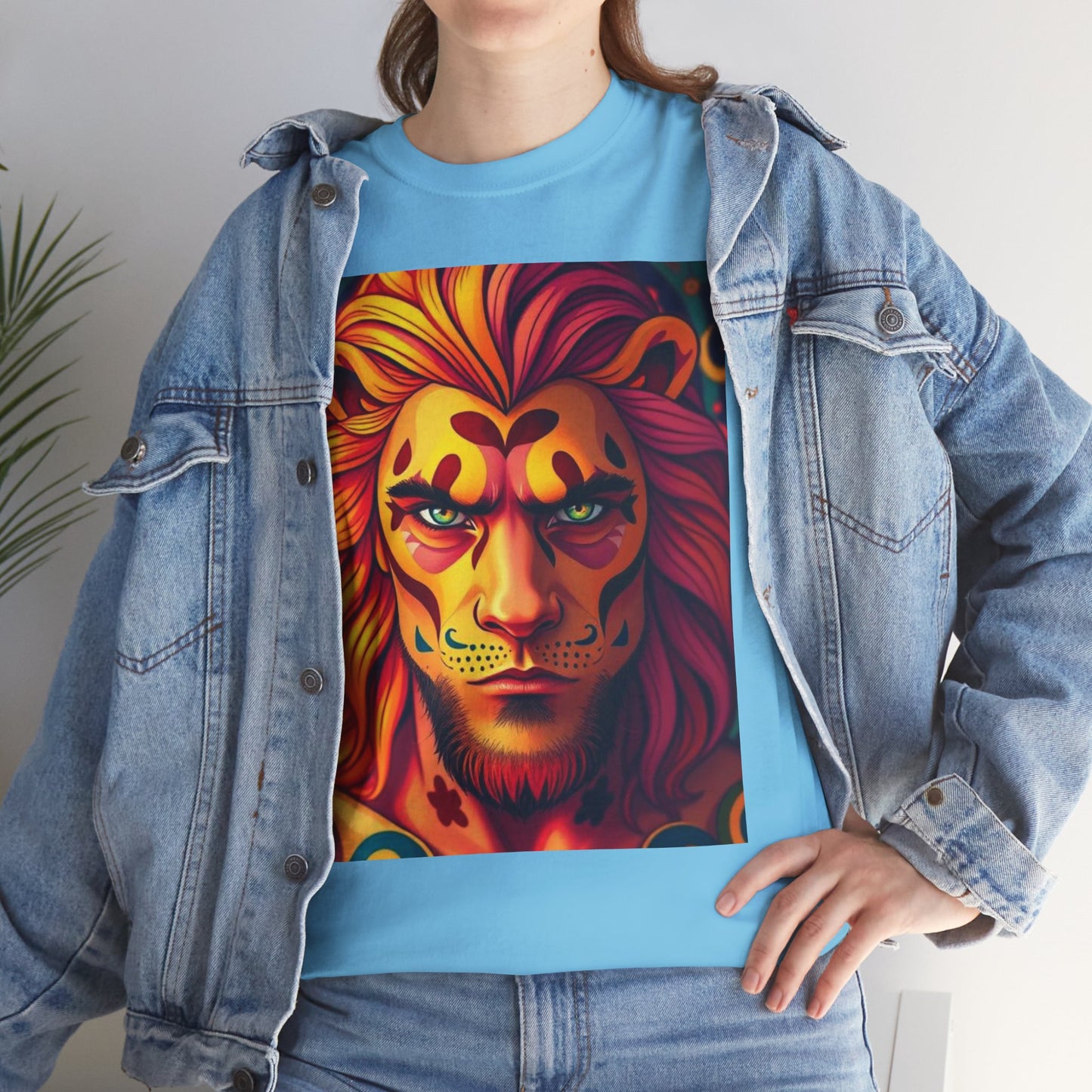 Unisex Heavy Cotton T-Shirt, Leo, Zodiac v2, Sexy Art