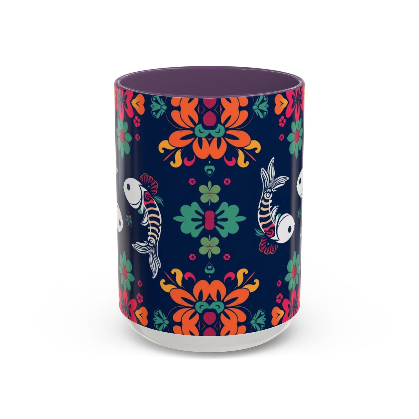 Accent Coffee Mug, Pisces, Zodiac. Flower Pattern, (11, 15oz)